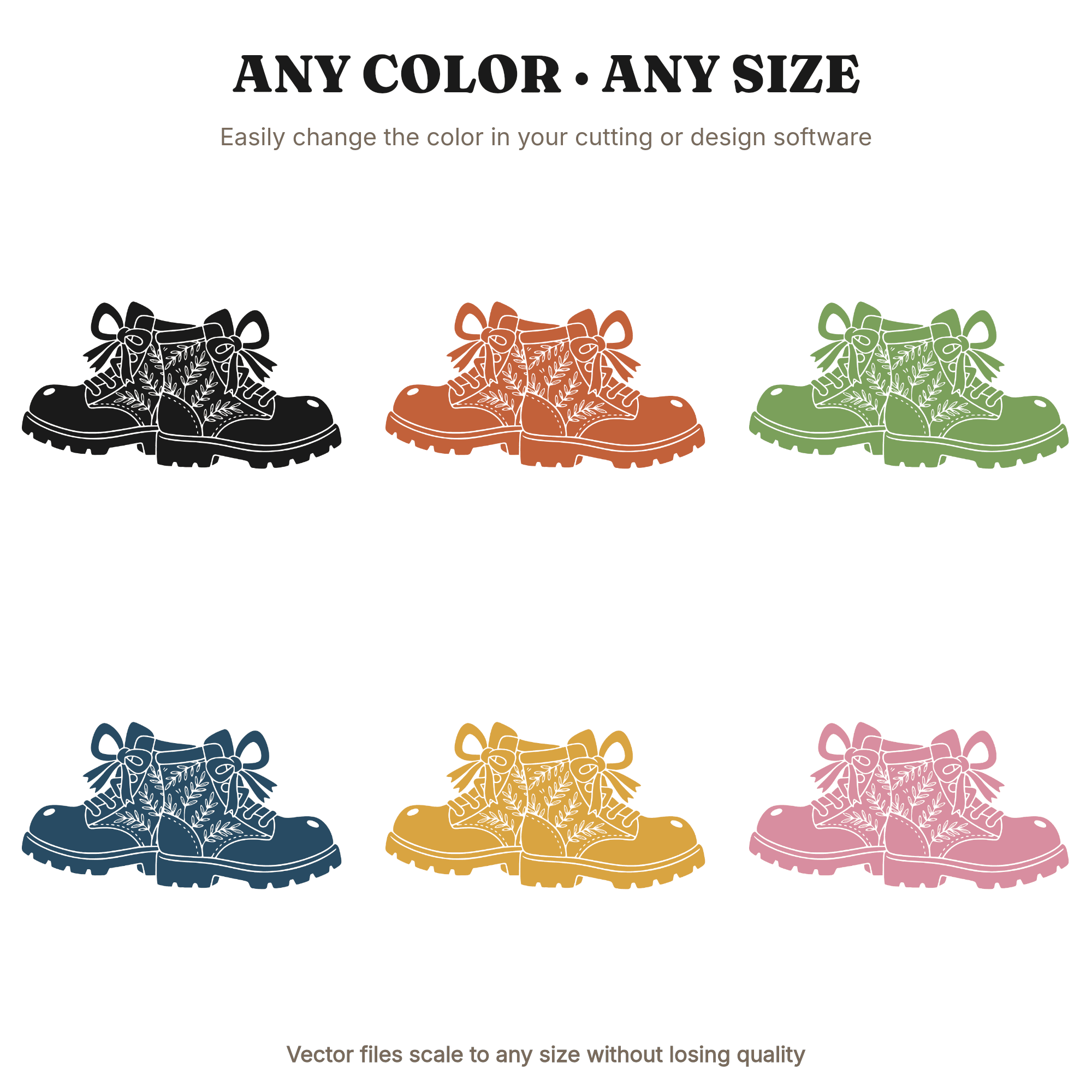 New Year Hiking Boots SVG PNG, Vintage Botanical Adventure Cut File, Kawaii Stepping Forward Design, view 2