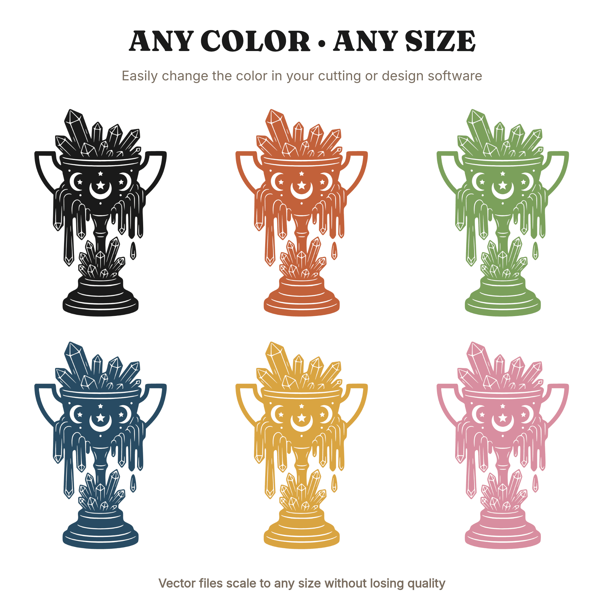 Celestial Trophy SVG PNG, Mystical Victory Cup with Stars Moons Crystals, Magical Achievement, view 2
