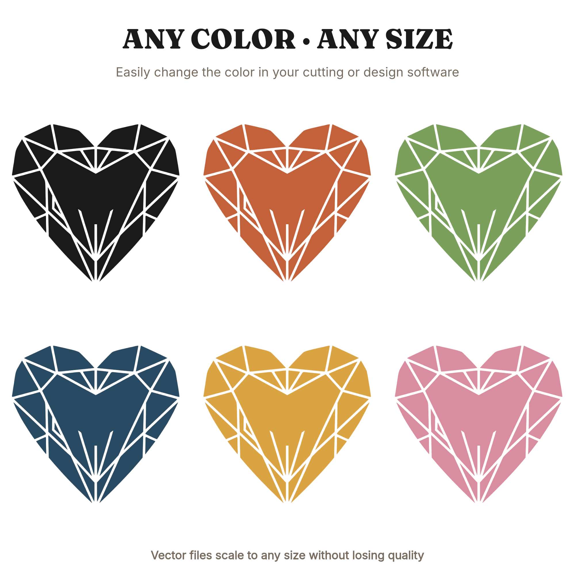 Art Deco Heart Gemstone SVG PNG Cut File, Geometric Wedding Heart Diamond Faceted Jewel Design, view 2