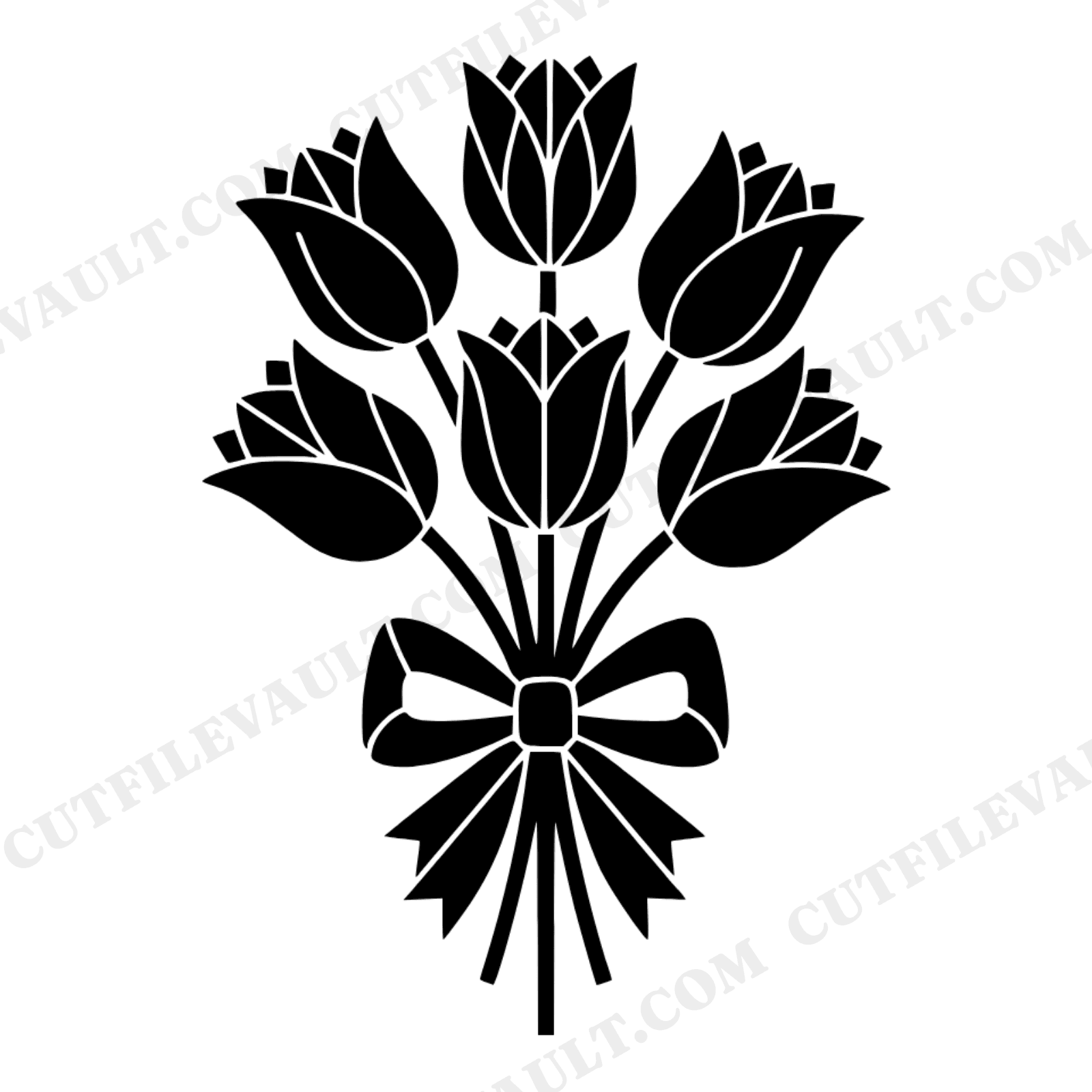Art Deco Tulip Bouquet SVG PNG, Mother's Day Spring Flower Cut File for Nursery Decor, view 1