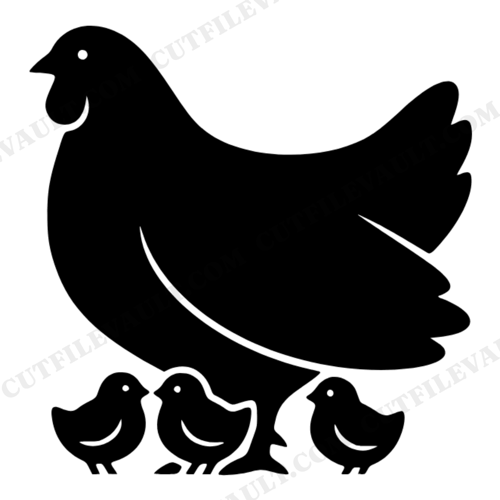 Mother Hen with Chicks SVG PNG Protective Wing Silhouette Mid Century Scandinavian Mother's Day, view 1