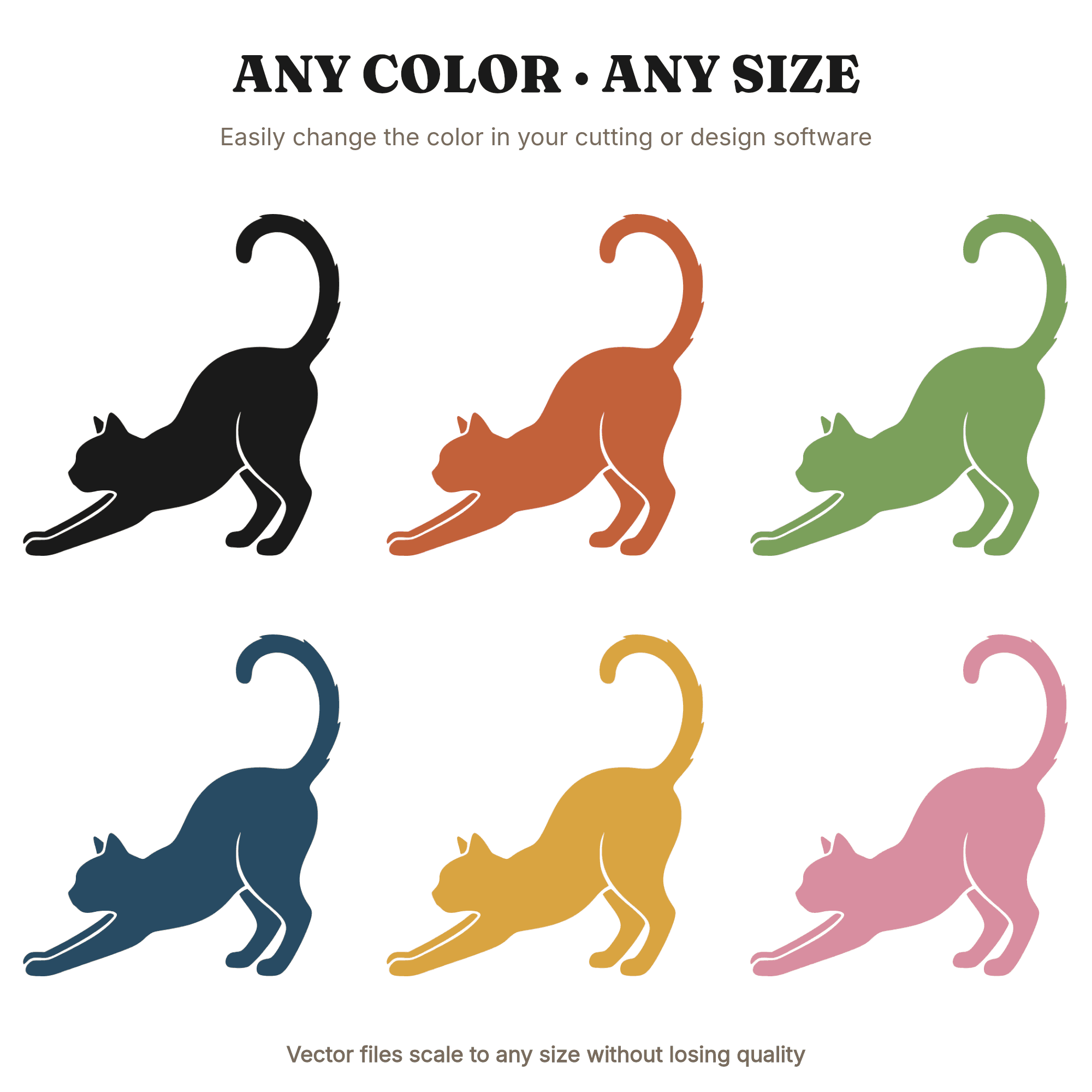 Groovy Black Cat Halloween Stretch SVG PNG, Retro 70s Wave Silhouette Cut File for Vinyl Decor, view 2