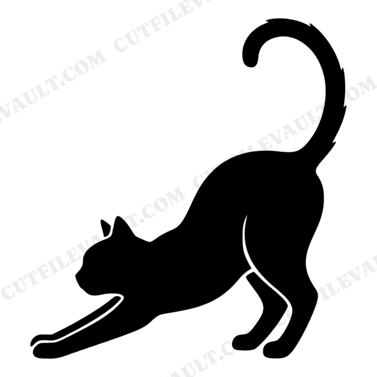 Groovy Black Cat Halloween Stretch SVG PNG, Retro 70s Wave Silhouette Cut File for Vinyl Decor, view 1