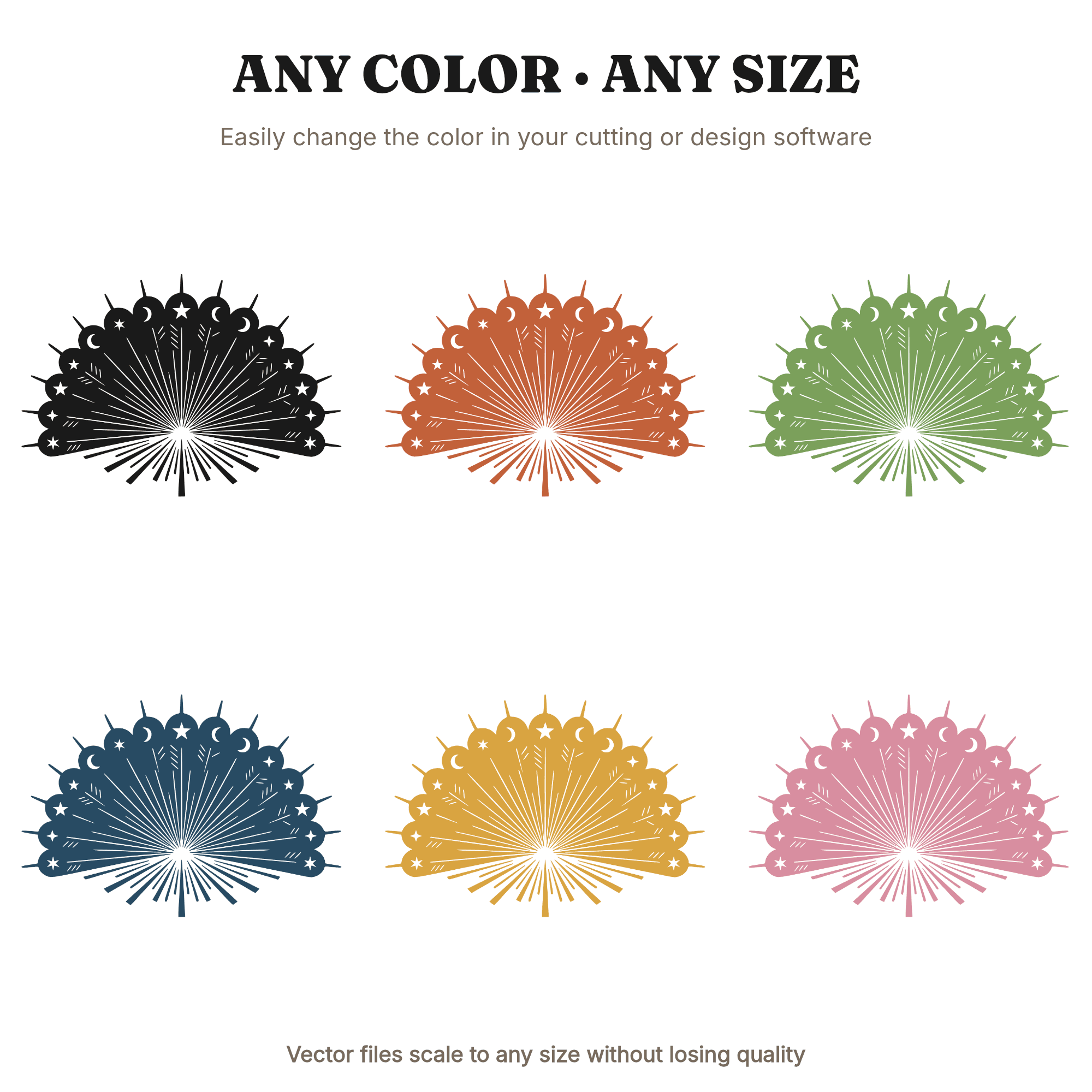 Celestial Turkey Feather Fan SVG PNG, Geometric Thanksgiving Cut File, Mystical Semicircle Design, view 2