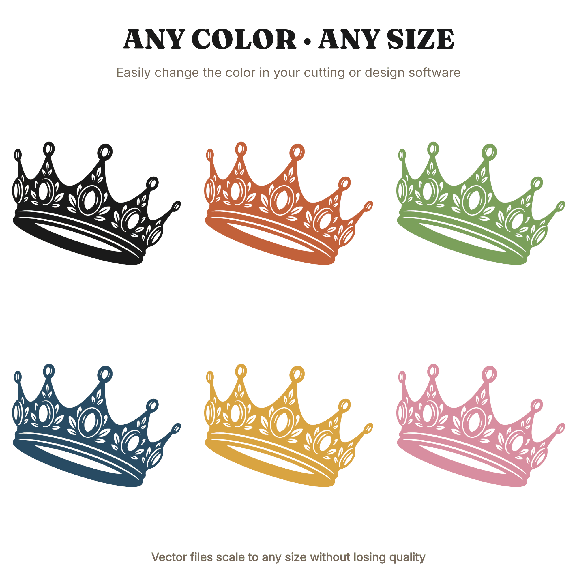 Tilted Heirloom Crown SVG PNG, Vintage Botanical Gemstone Crown Cut File, Regal Silhouette Design, view 2