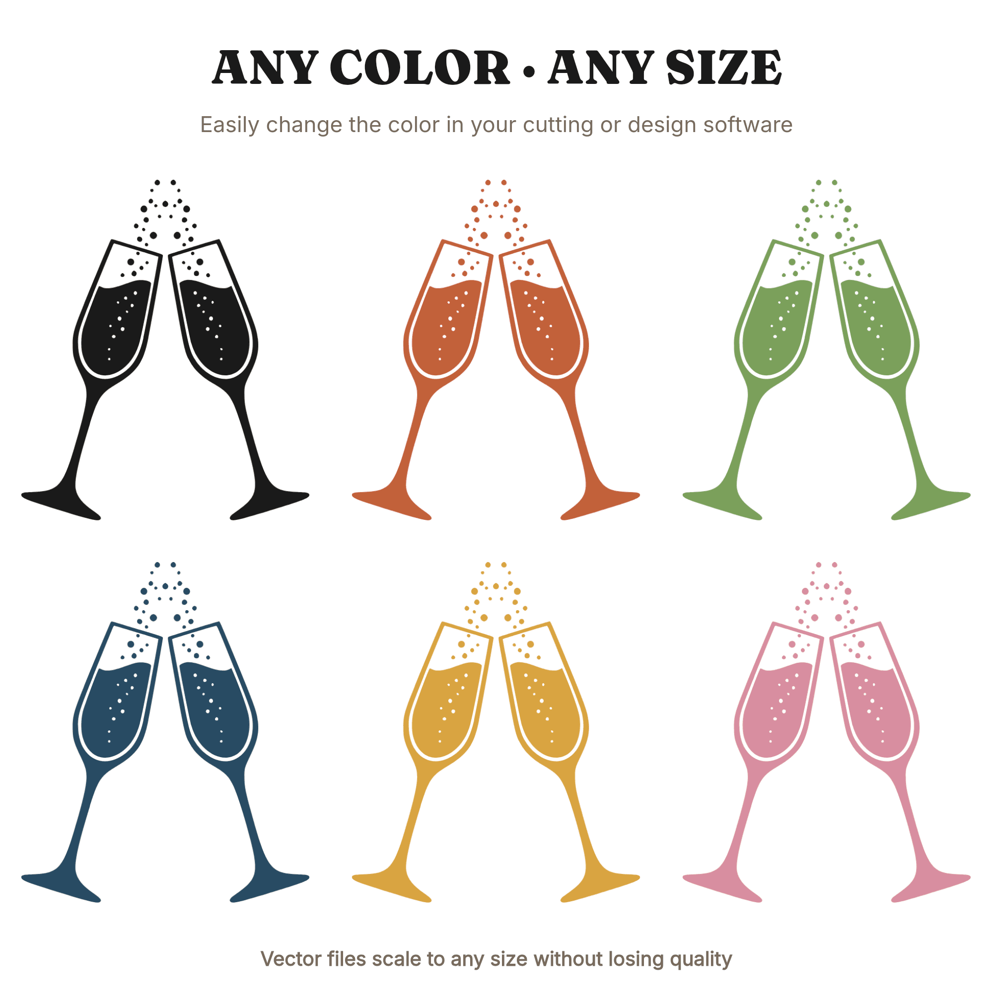 Champagne Toast SVG PNG, Clinking Flutes Celebration Cut File, New Year Scandinavian Line Art, view 2