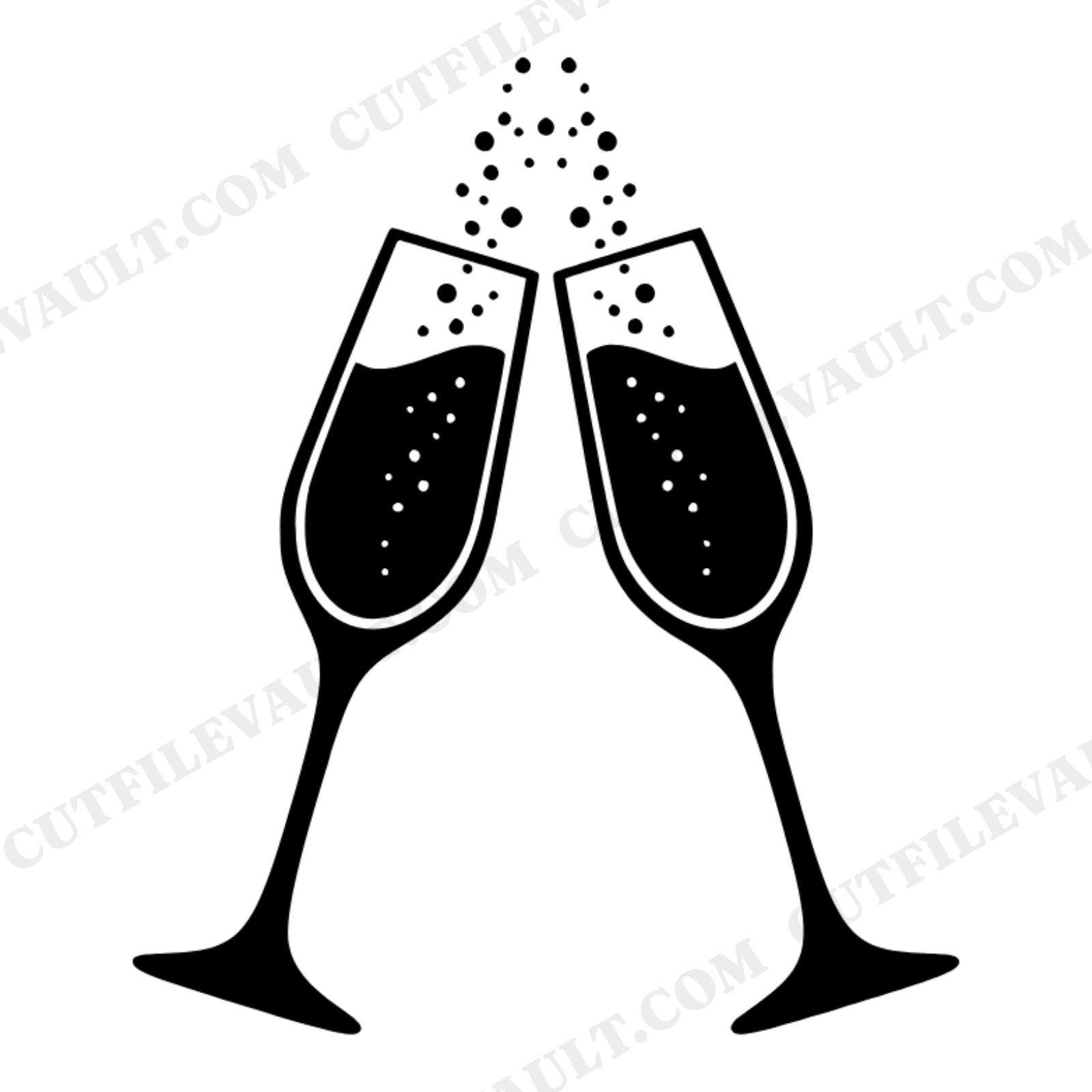 Champagne Toast SVG PNG, Clinking Flutes Celebration Cut File, New Year Scandinavian Line Art, view 1