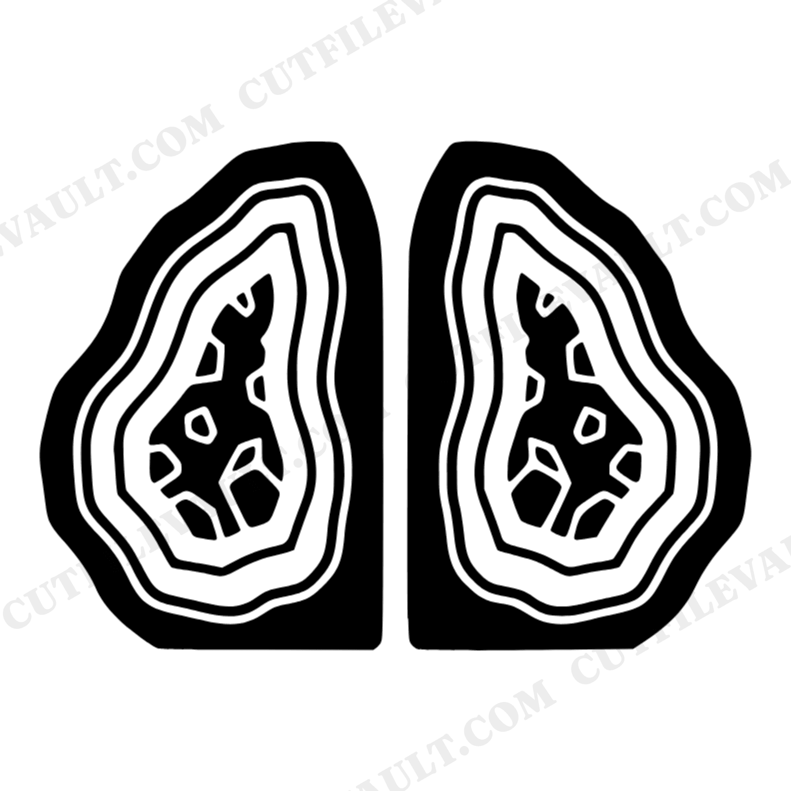 Mirror Geode Bookends SVG PNG Cut File | Mid Century Minimal Symmetrical Crystal Agate Design, view 1