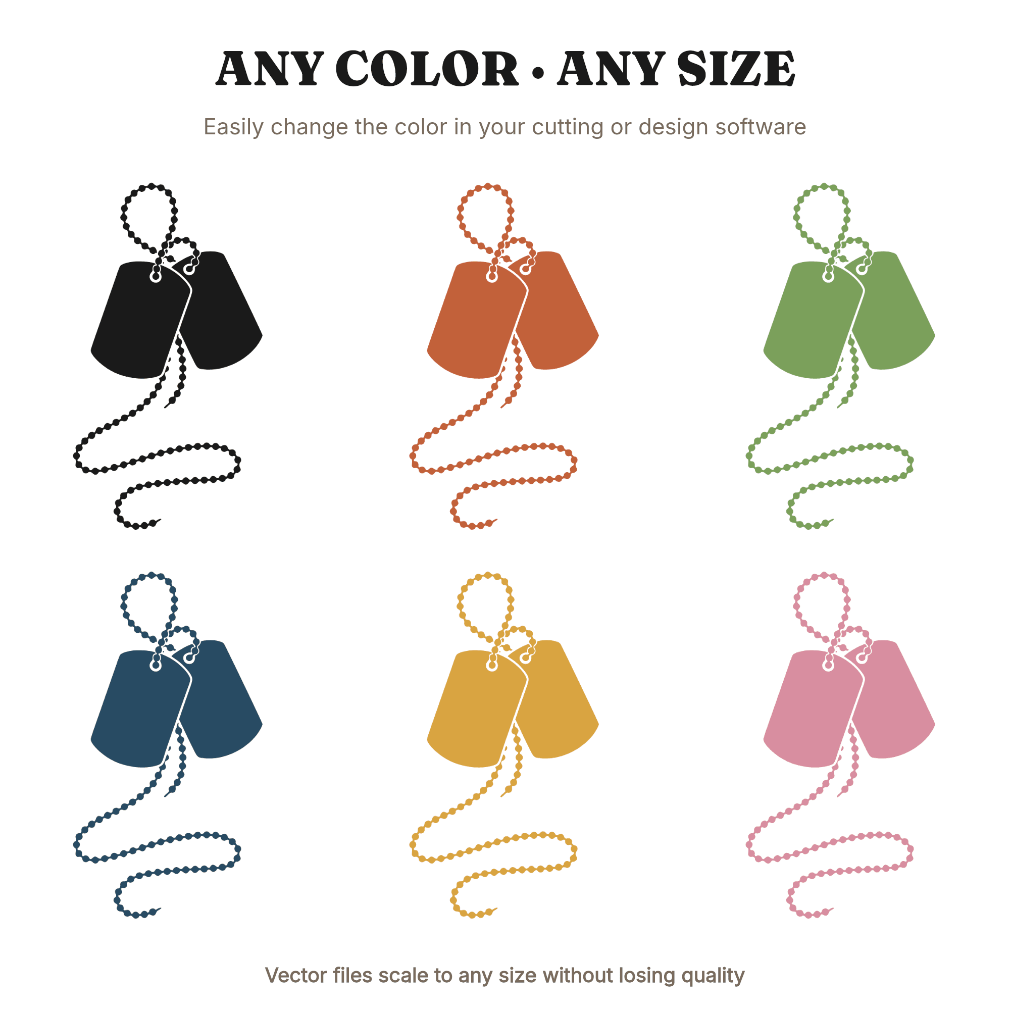 Military Dog Tags Beaded Chain SVG PNG, Veterans Day Patriotic Silhouette Cut File, view 2