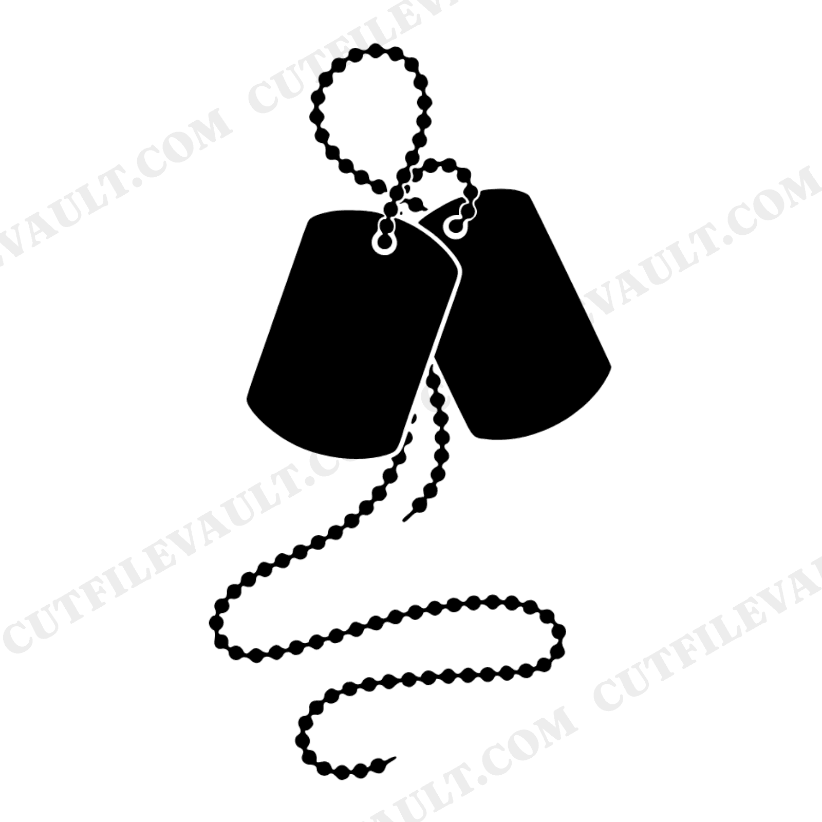 Military Dog Tags Beaded Chain SVG PNG, Veterans Day Patriotic Silhouette Cut File, view 1