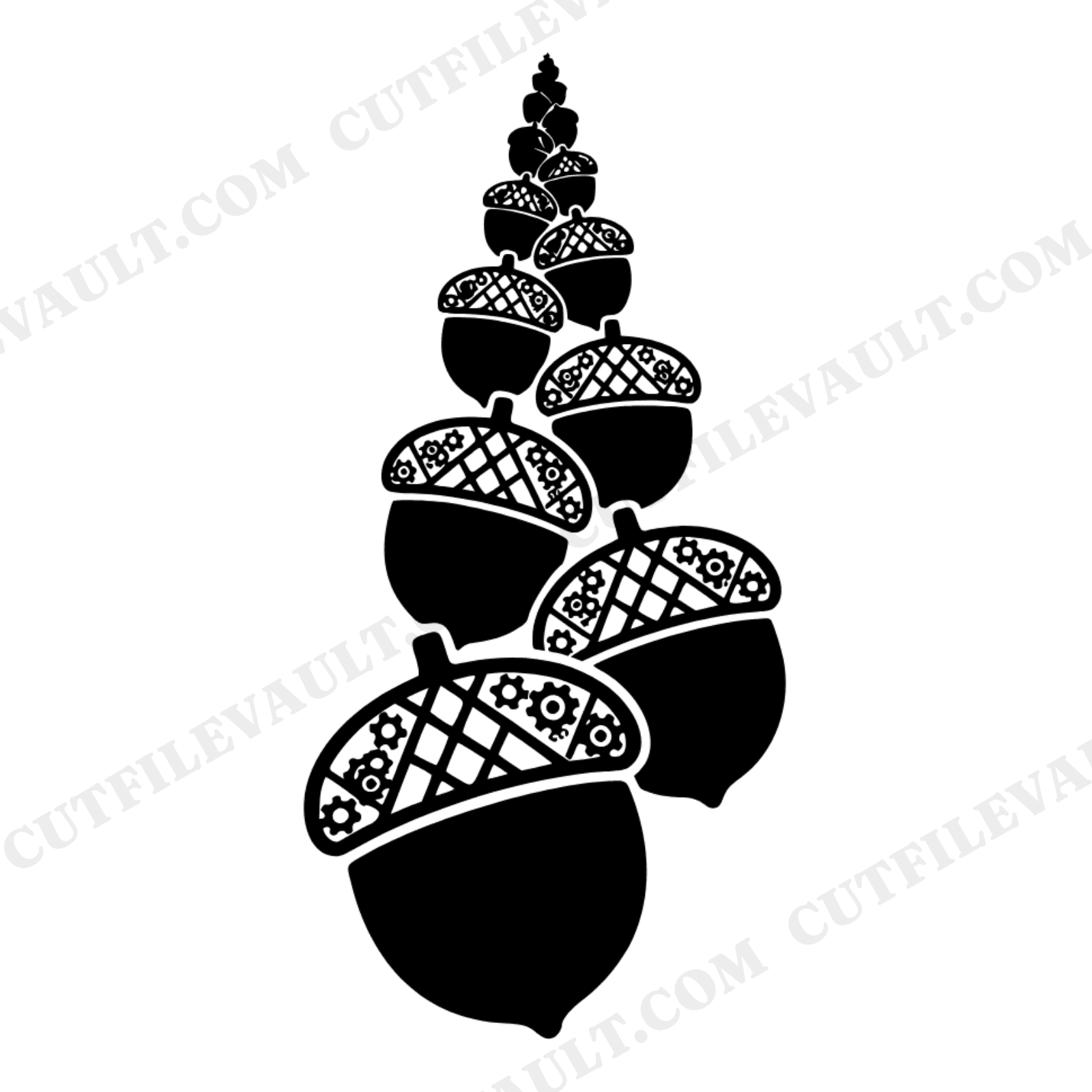 Steampunk Acorn Tower SVG PNG Fall Harvest Silhouette Cut File for Cricut Thanksgiving Decor, view 1