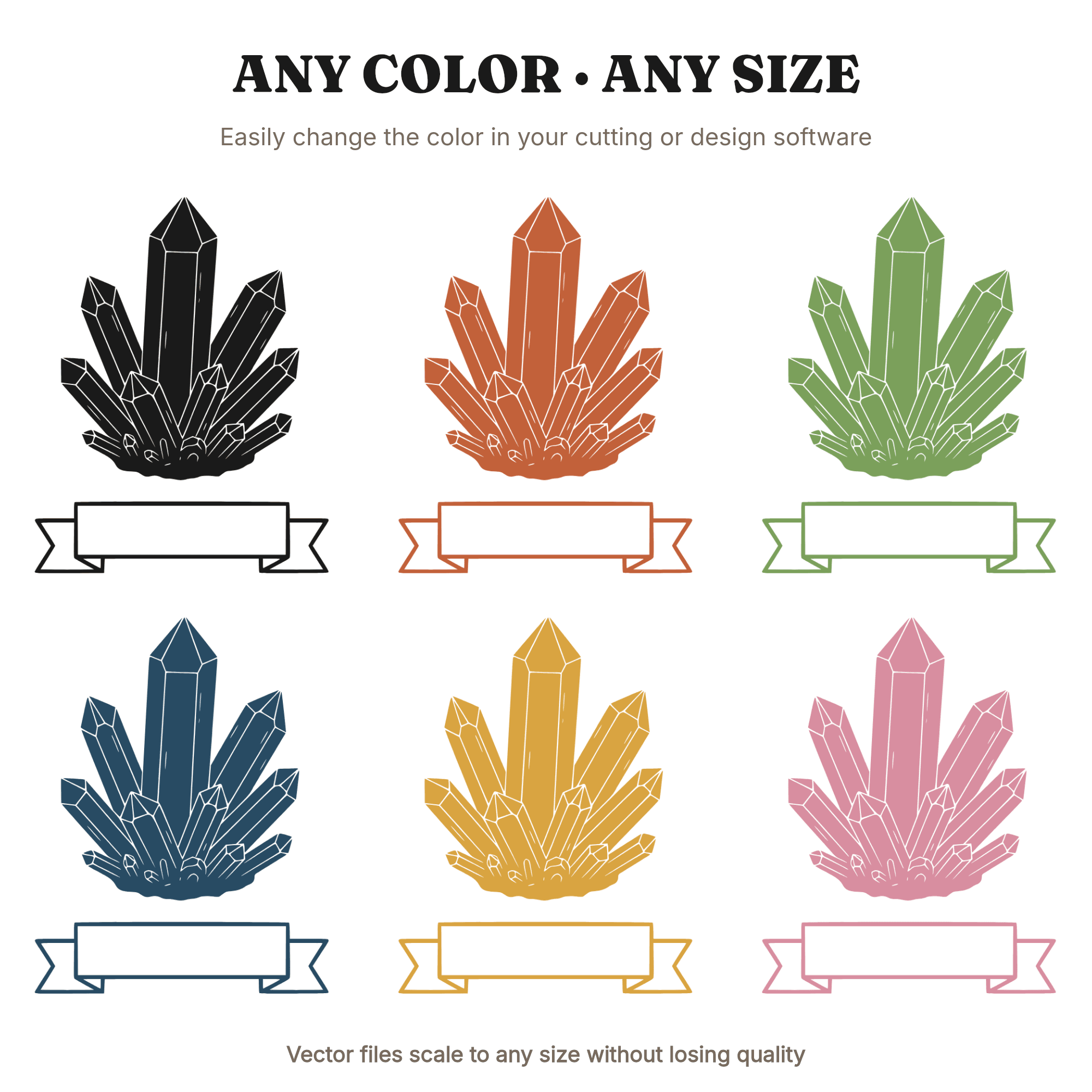 Herbarium Crystal Cluster SVG PNG, Vintage Botanical Specimen with Label Banner Cut File, view 2
