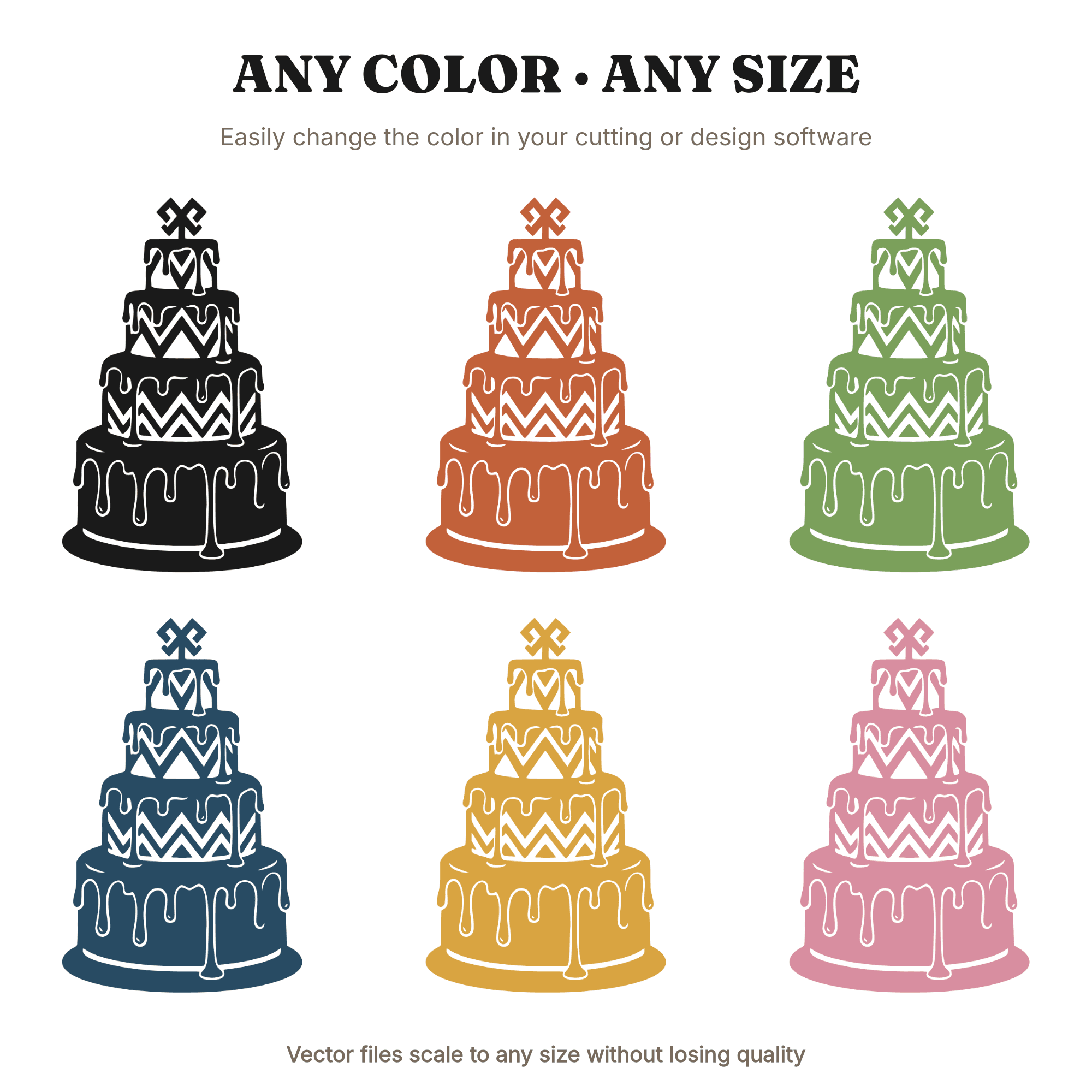 Halloween Wedding Cake SVG, Art Deco Dripping Cake Silhouette PNG, Spooky Elegant October Wedding, view 2
