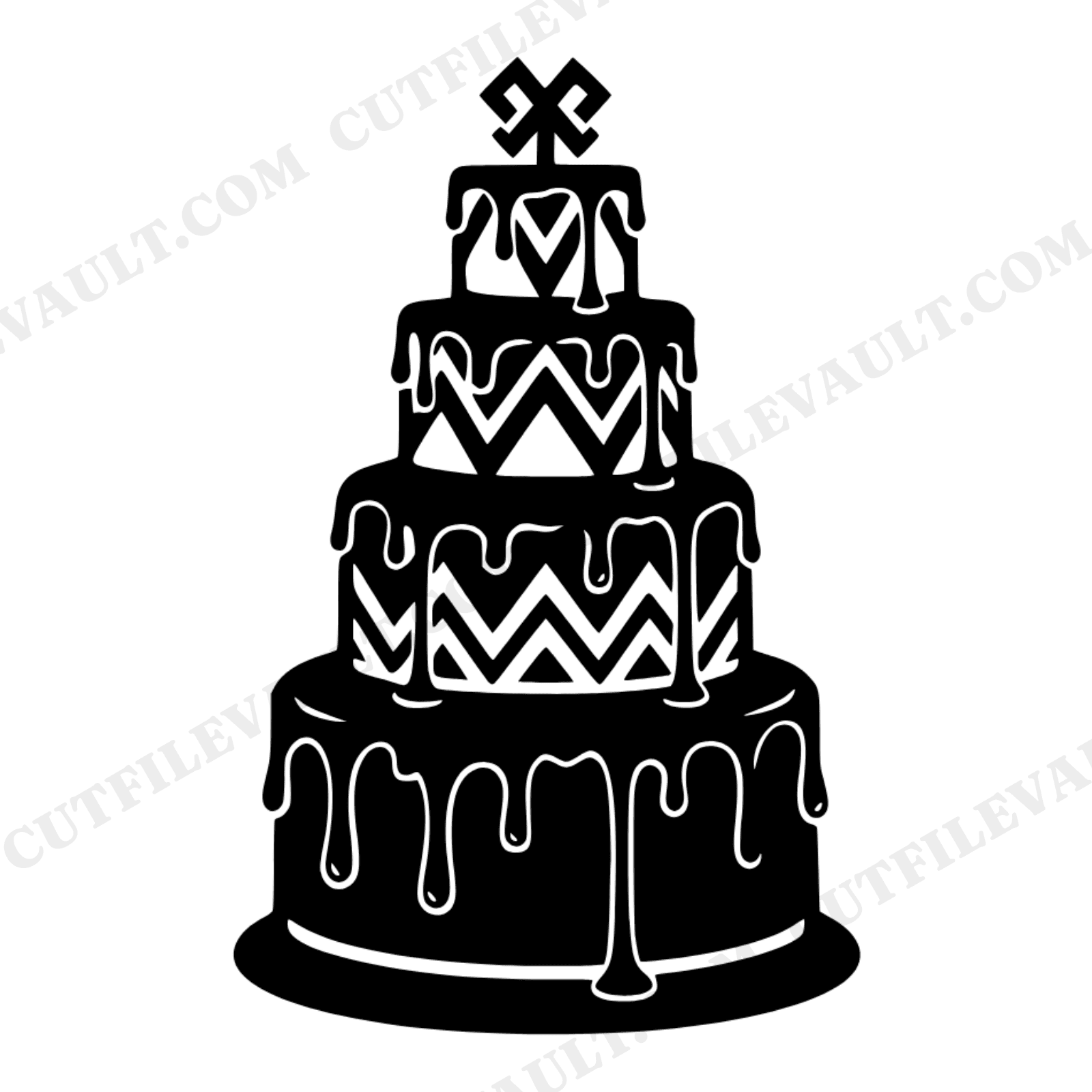 Halloween Wedding Cake SVG, Art Deco Dripping Cake Silhouette PNG, Spooky Elegant October Wedding, view 1
