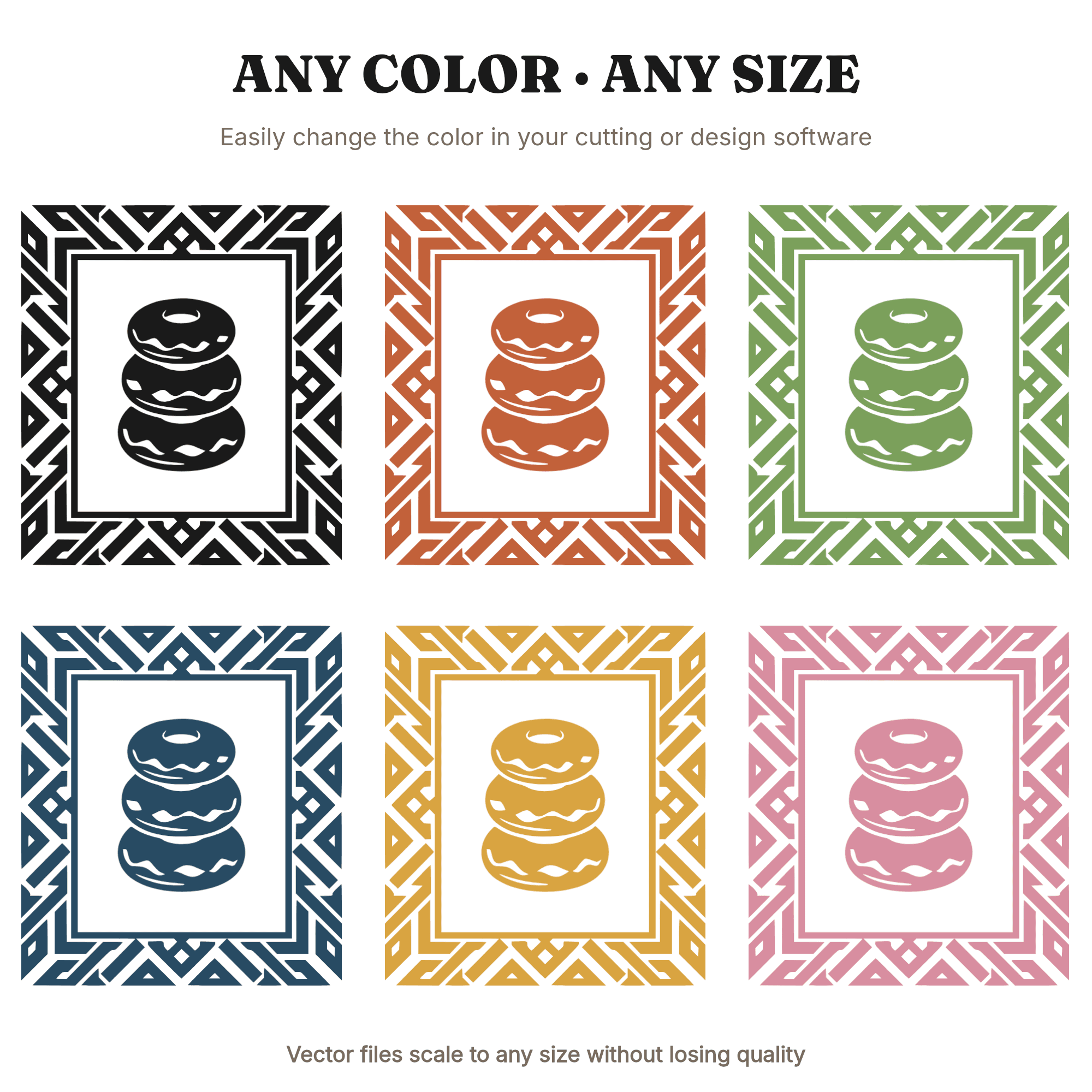 Stacked Donuts Ornamental Frame SVG PNG, Modern Brutalist Mothers Day Decor Cut File for Cricut, view 2