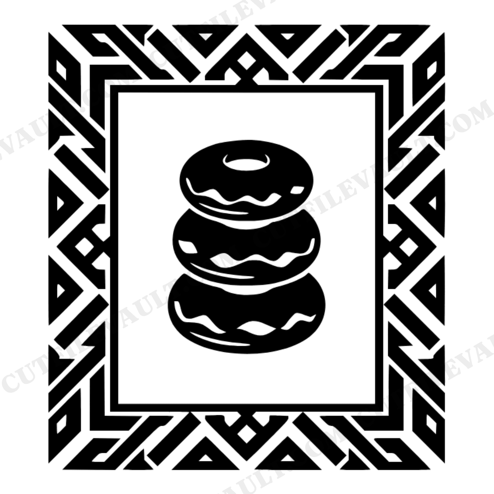 Stacked Donuts Ornamental Frame SVG PNG, Modern Brutalist Mothers Day Decor Cut File for Cricut, view 1