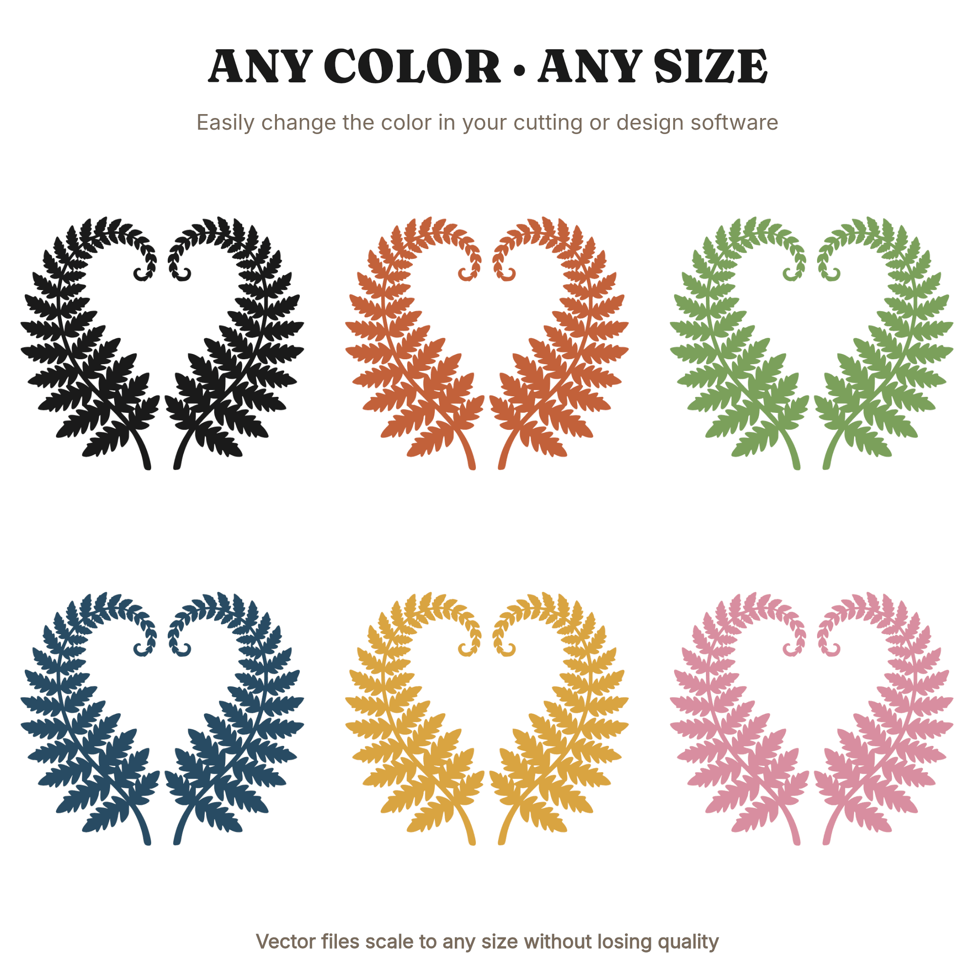Celestial Fern Heart SVG PNG Mother's Day Botanical Mystical Folk Art Cut File Design, view 2