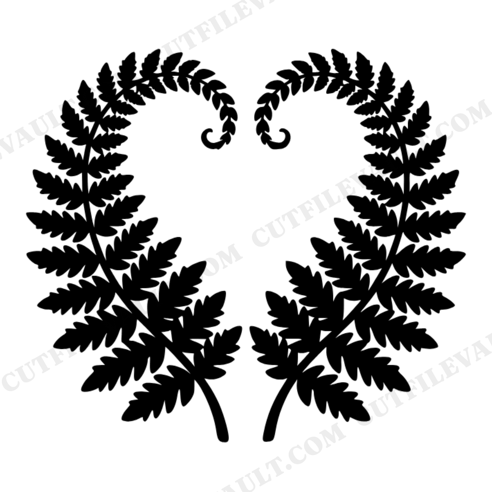 Celestial Fern Heart SVG PNG Mother's Day Botanical Mystical Folk Art Cut File Design, view 1