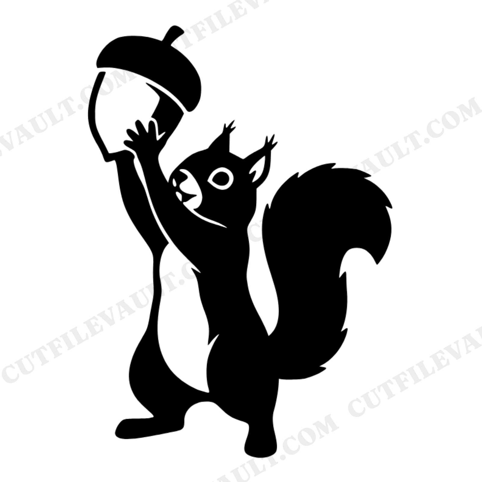 Victory Squirrel Graduation SVG PNG, Retro Acorn Trophy Mascot Cut File, 1950s Line Art, view 1