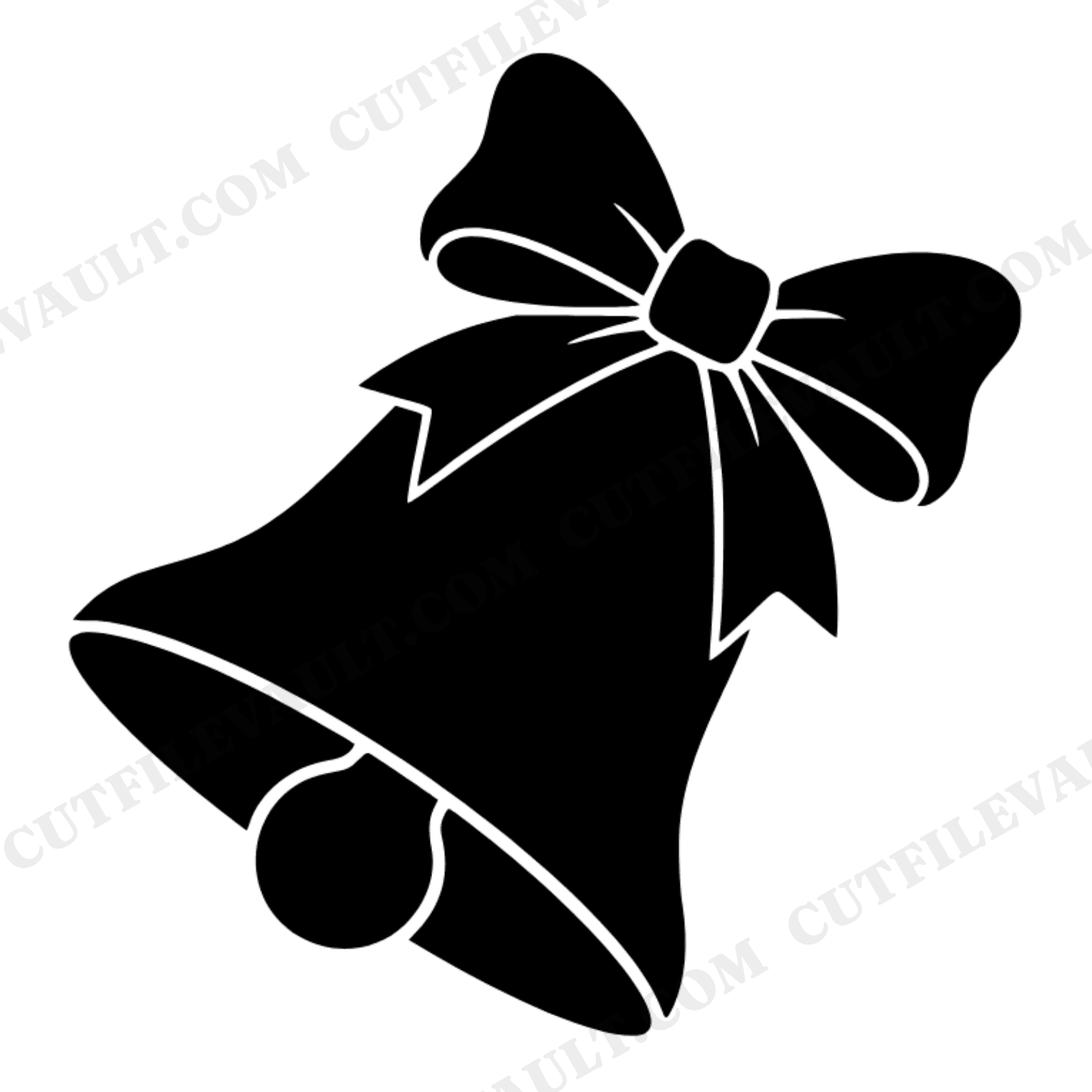 Vintage Graduation Bell SVG PNG, 1950s School Bell with Ribbon Bow Silhouette Cut File, view 1
