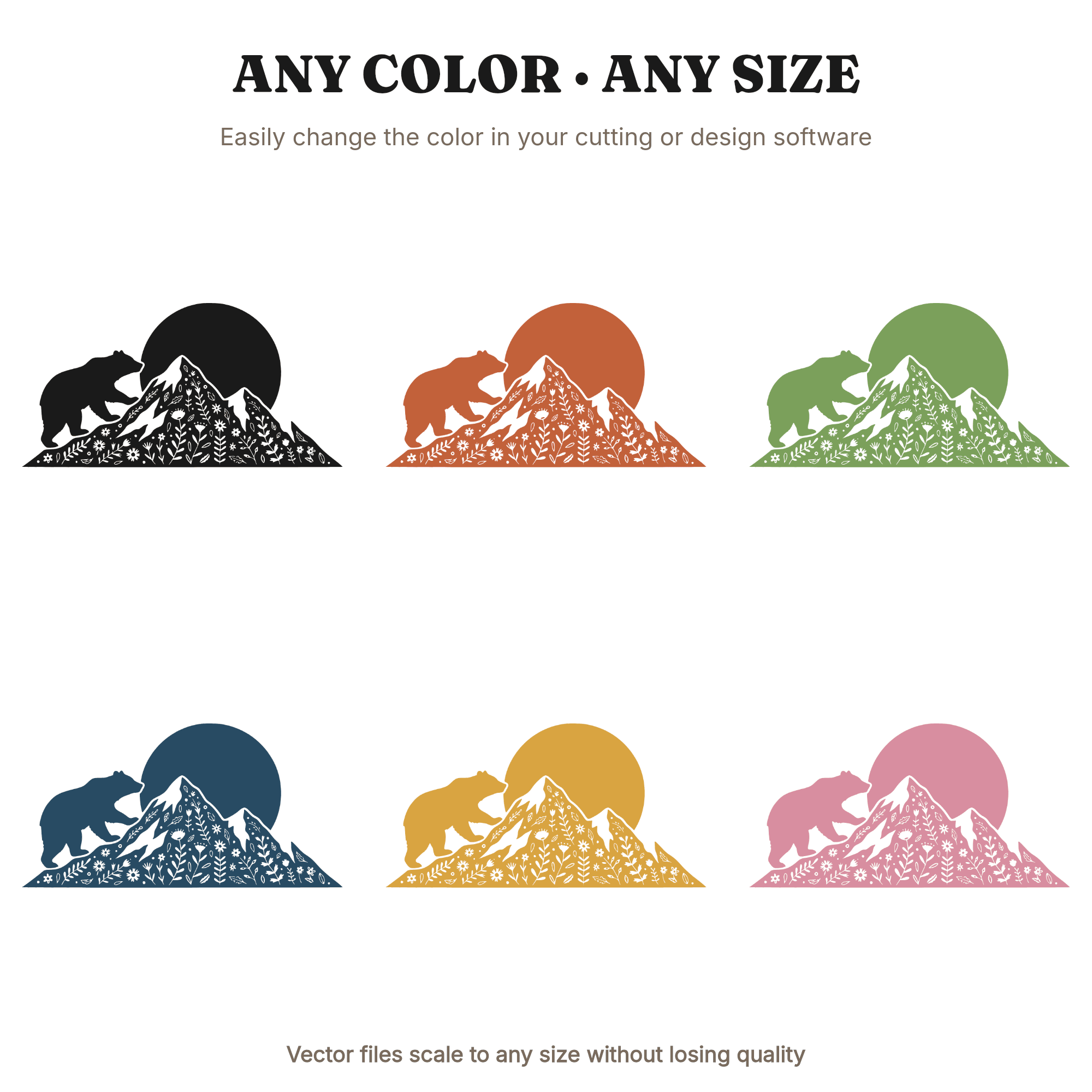 Bear Climbing Boho Mountain Graduation SVG PNG, Cottagecore Floral Adventure Cut File, view 2