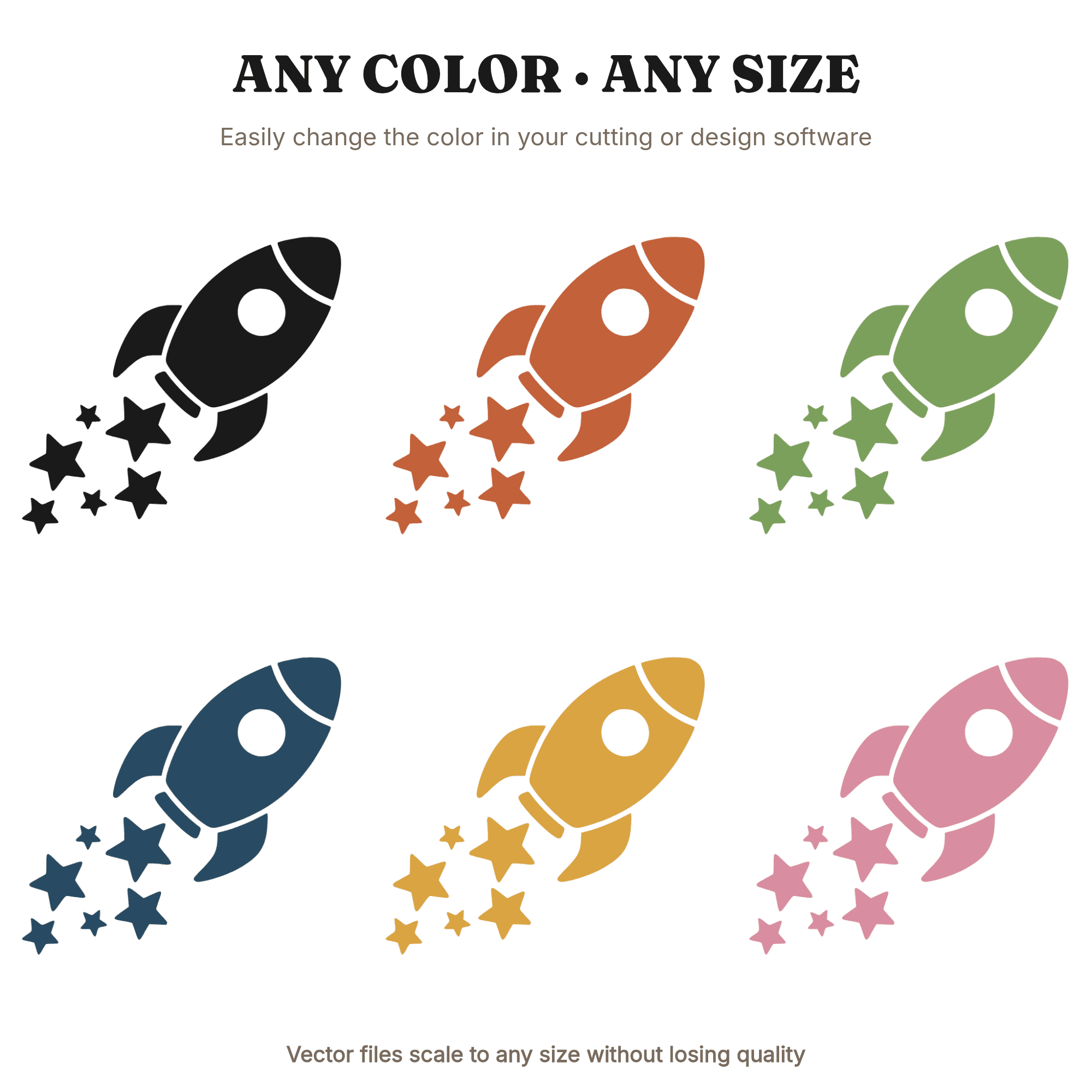 Graduation Rocket Ship SVG PNG, Star Trail Silhouette Cut File, Kawaii Nursery Growth Chart Design, view 2