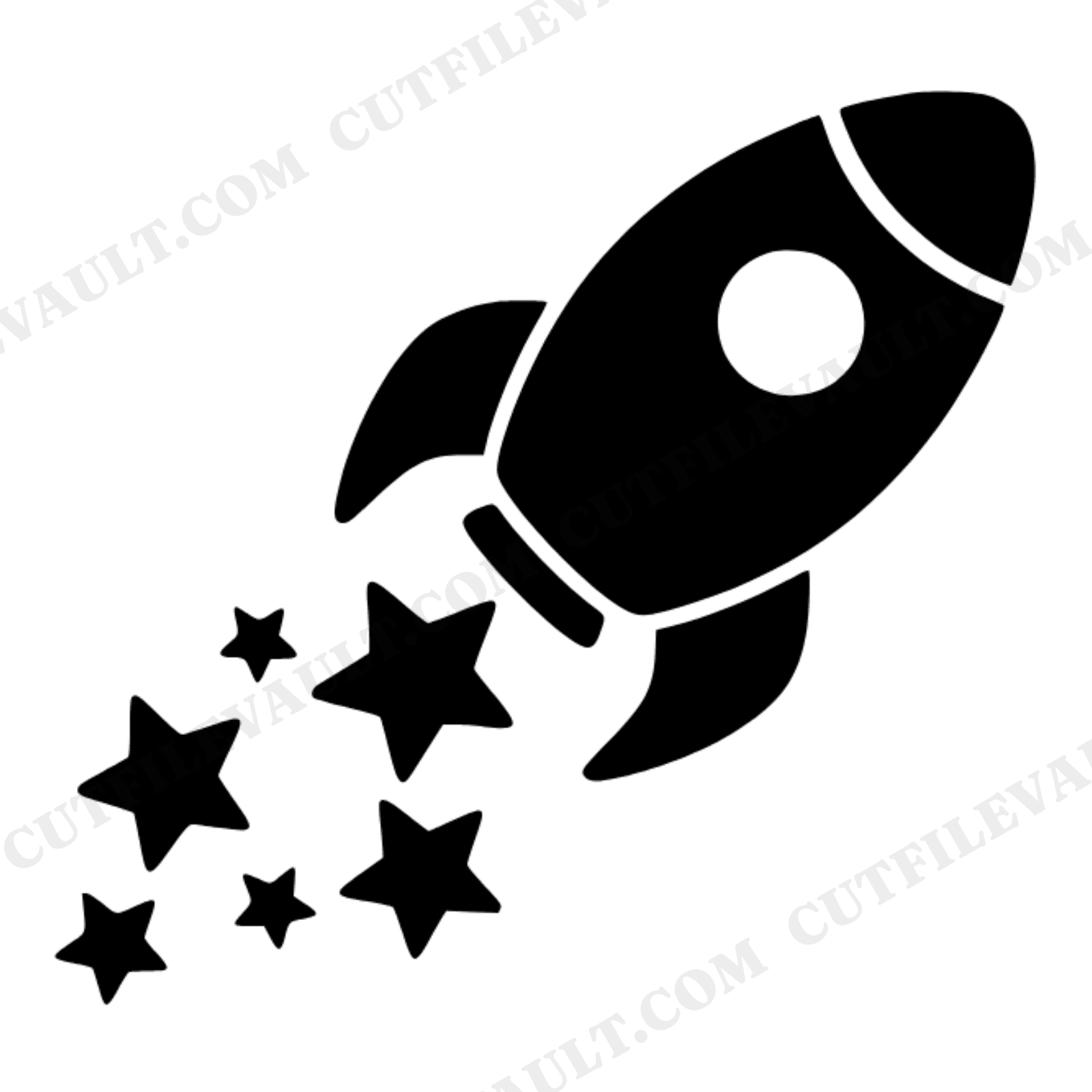 Graduation Rocket Ship SVG PNG, Star Trail Silhouette Cut File, Kawaii Nursery Growth Chart Design, view 1