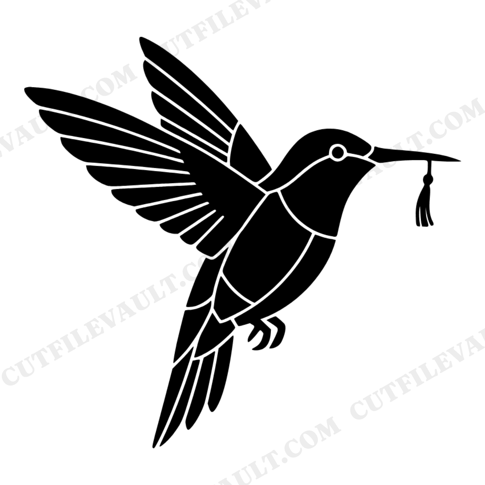 Graduation Hummingbird SVG PNG Stained Glass Design with Tassel Cut File for Cricut Vinyl, view 1