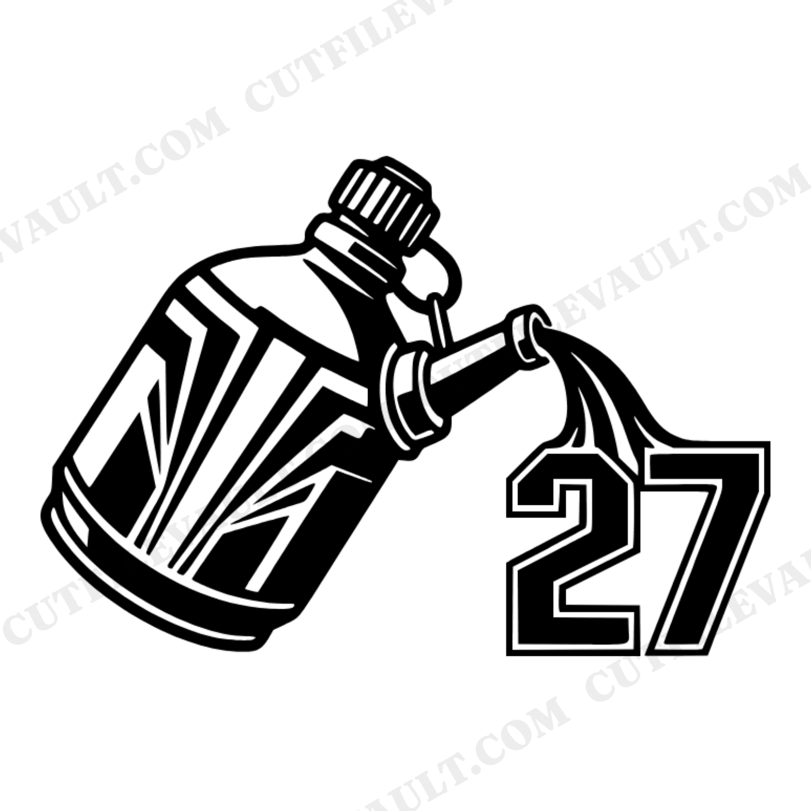 Graduation Canteen Pouring 27 SVG PNG Art Deco Silhouette Cut File Class of 2027, view 1