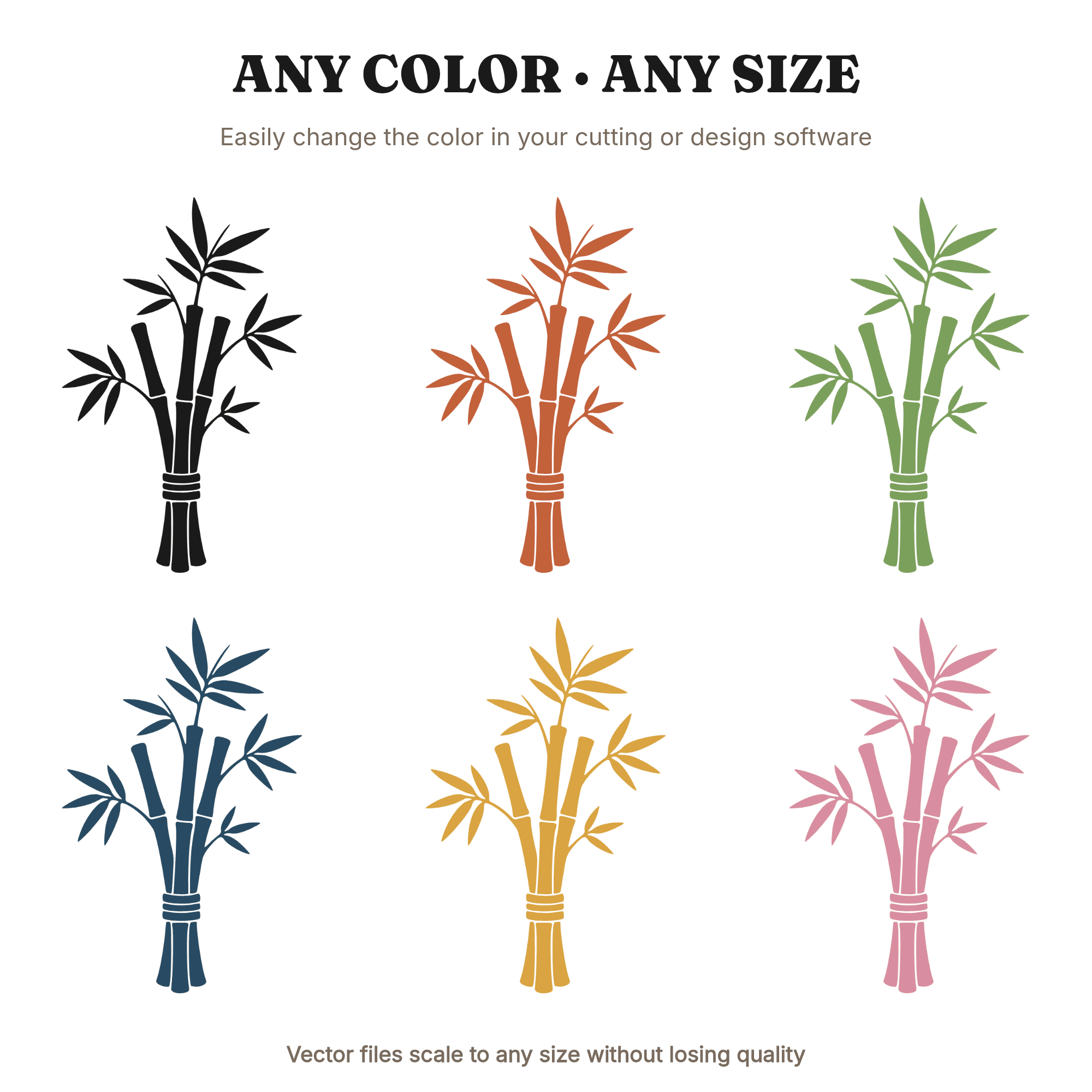 Bamboo Trio Graduation SVG PNG, Botanical Silhouette Cut File, Vintage Growth Achievement Design, view 2