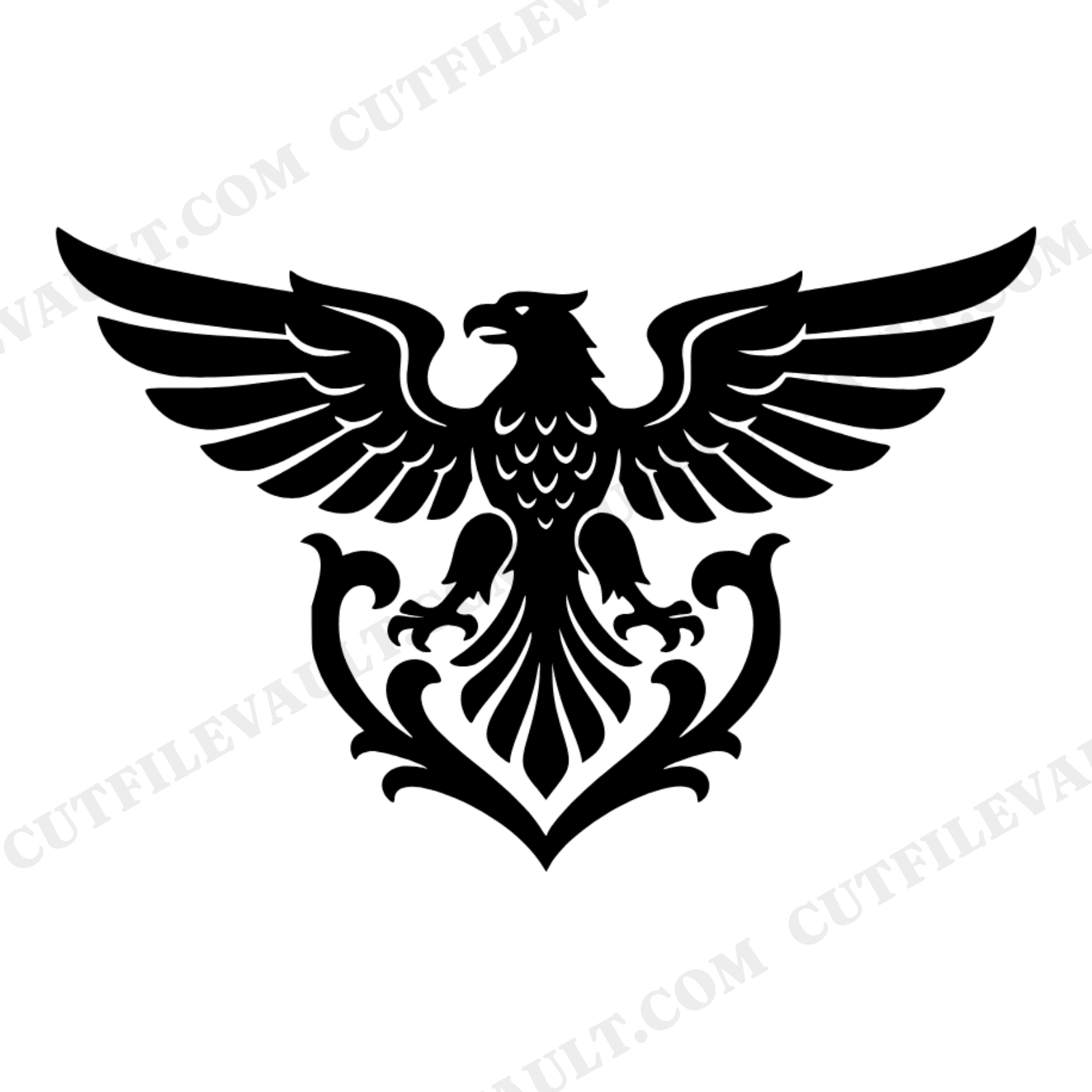Retro 70s Eagle SVG, Heraldic Patriotic Eagle PNG, Veterans Day Memorial Shield Crest Cut File, view 1