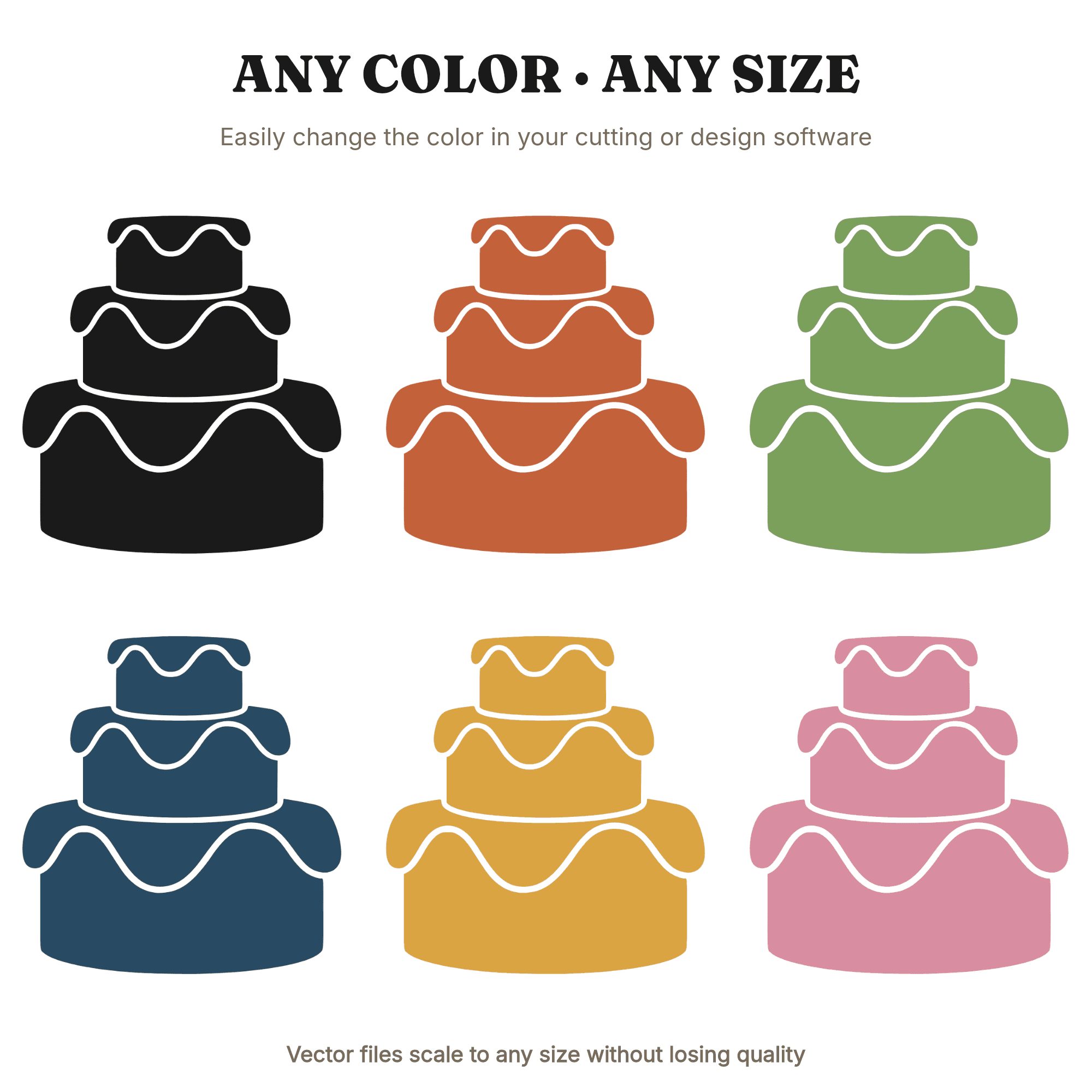 Groovy Halloween Wedding Cake SVG PNG, Retro 70s Three Tier Cake Silhouette Cut File, view 2