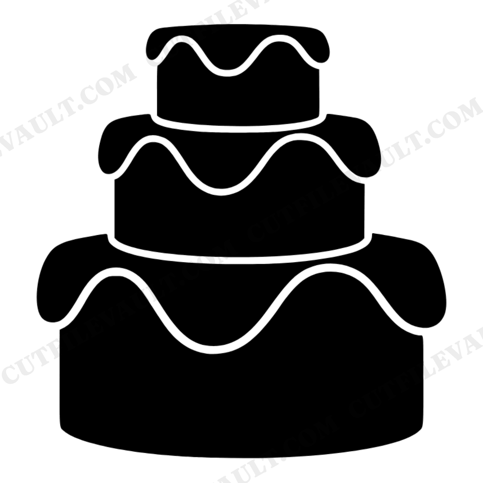 Groovy Halloween Wedding Cake SVG PNG, Retro 70s Three Tier Cake Silhouette Cut File, view 1