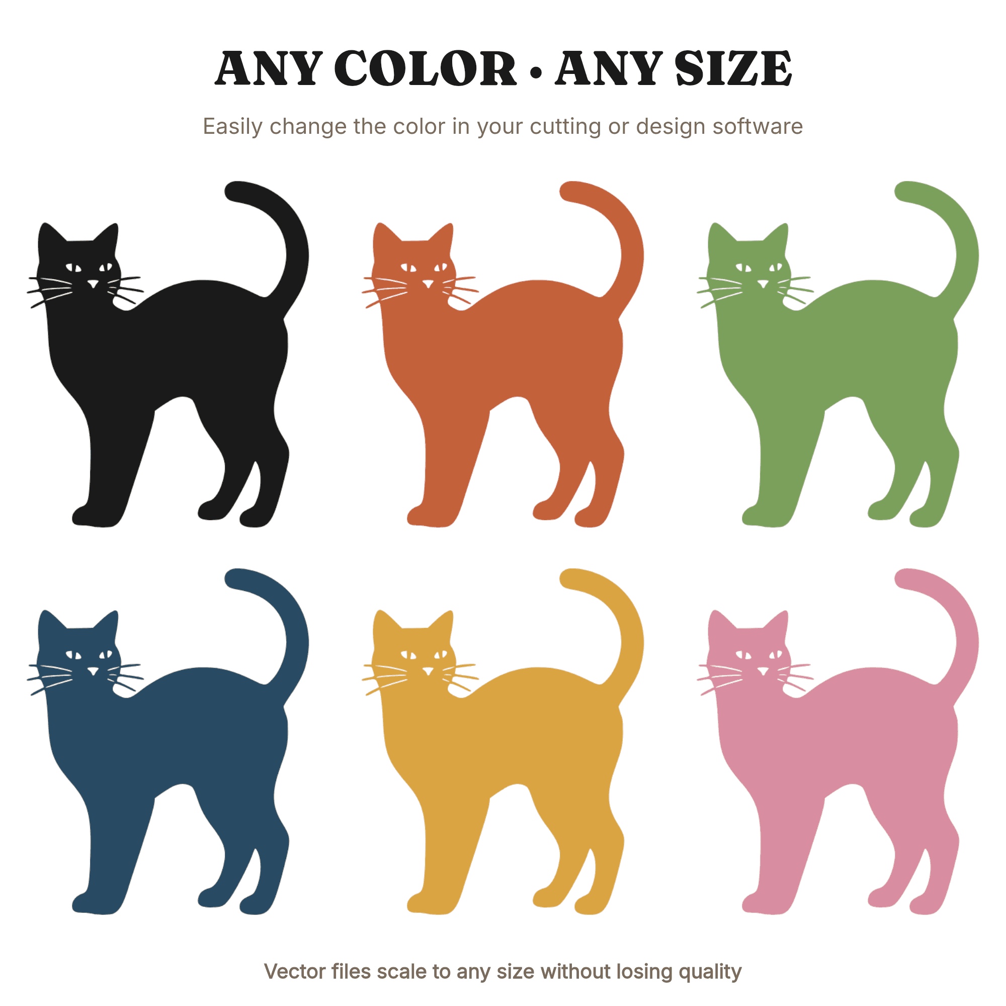 Black Cat SVG PNG, Mid Century Halloween Cat with Question Mark Tail Cut File for Cricut, view 2