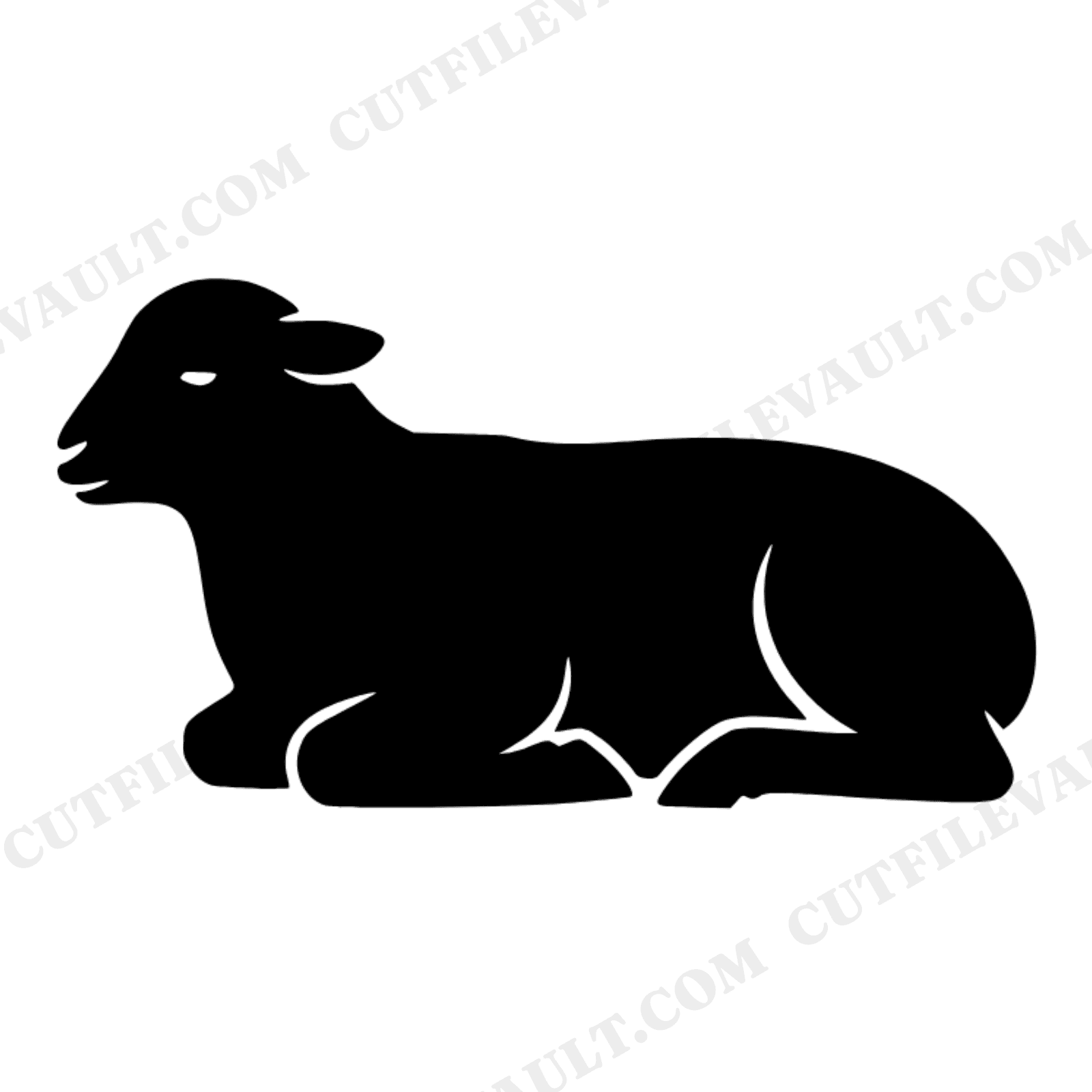Peaceful Lamb Resting Easter Silhouette SVG PNG Cut File Spring Pastoral Craft Design, view 1