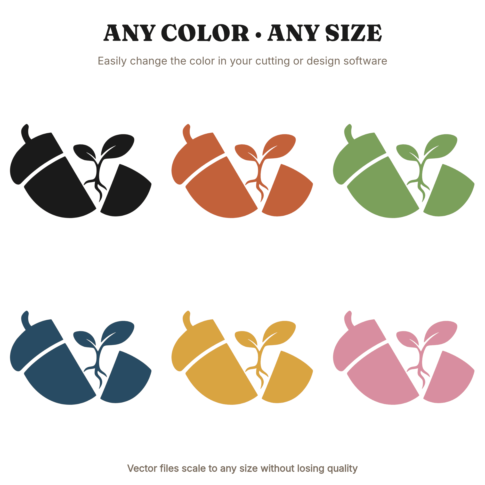 Growing Oak Acorn Split Sapling Silhouette SVG PNG Farmhouse Wall Art Graduation New Beginnings, view 2