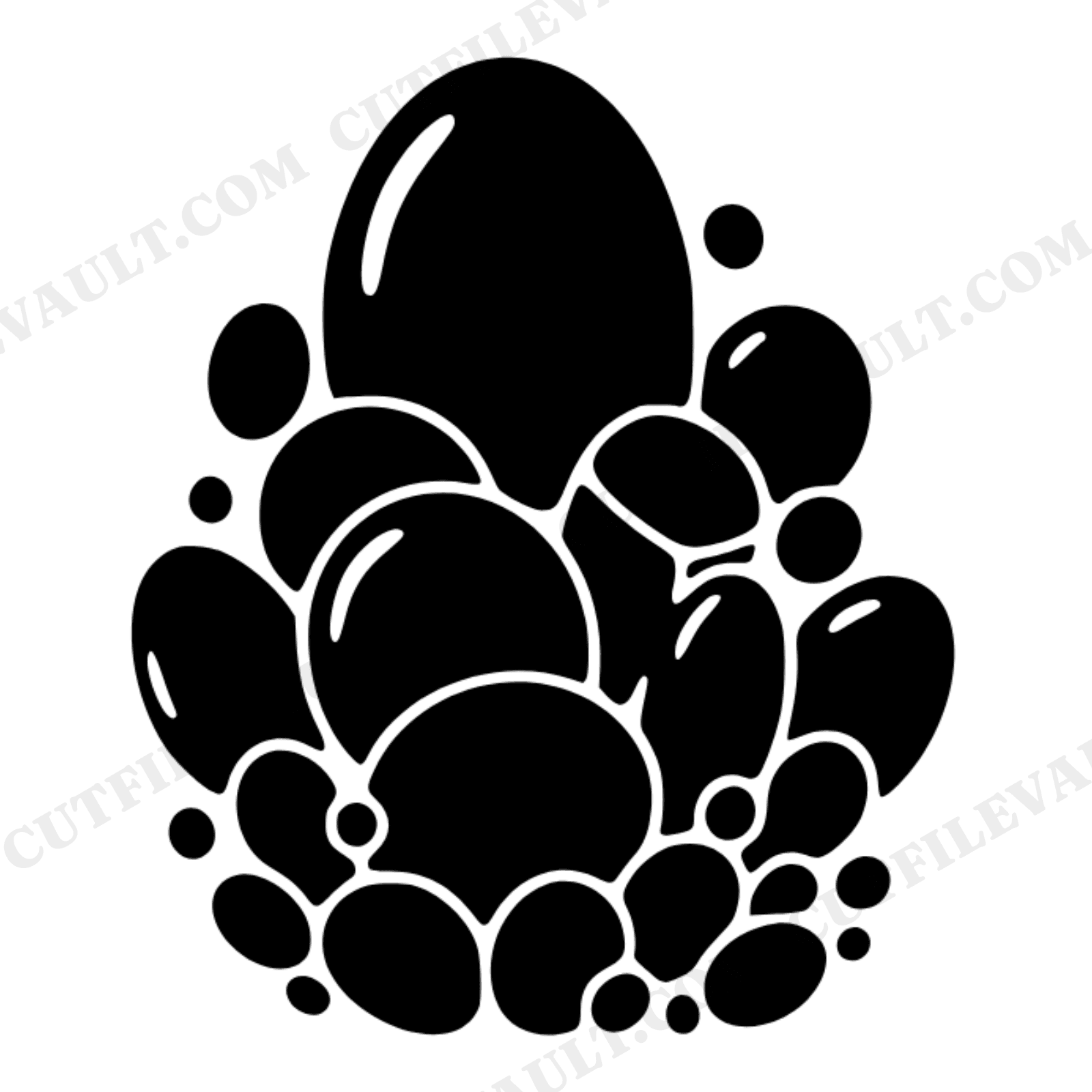 Groovy Crystal Cluster SVG PNG, Retro 70s Layered Bubbles Geode Cut File, Y2K Chrome Bubble Design