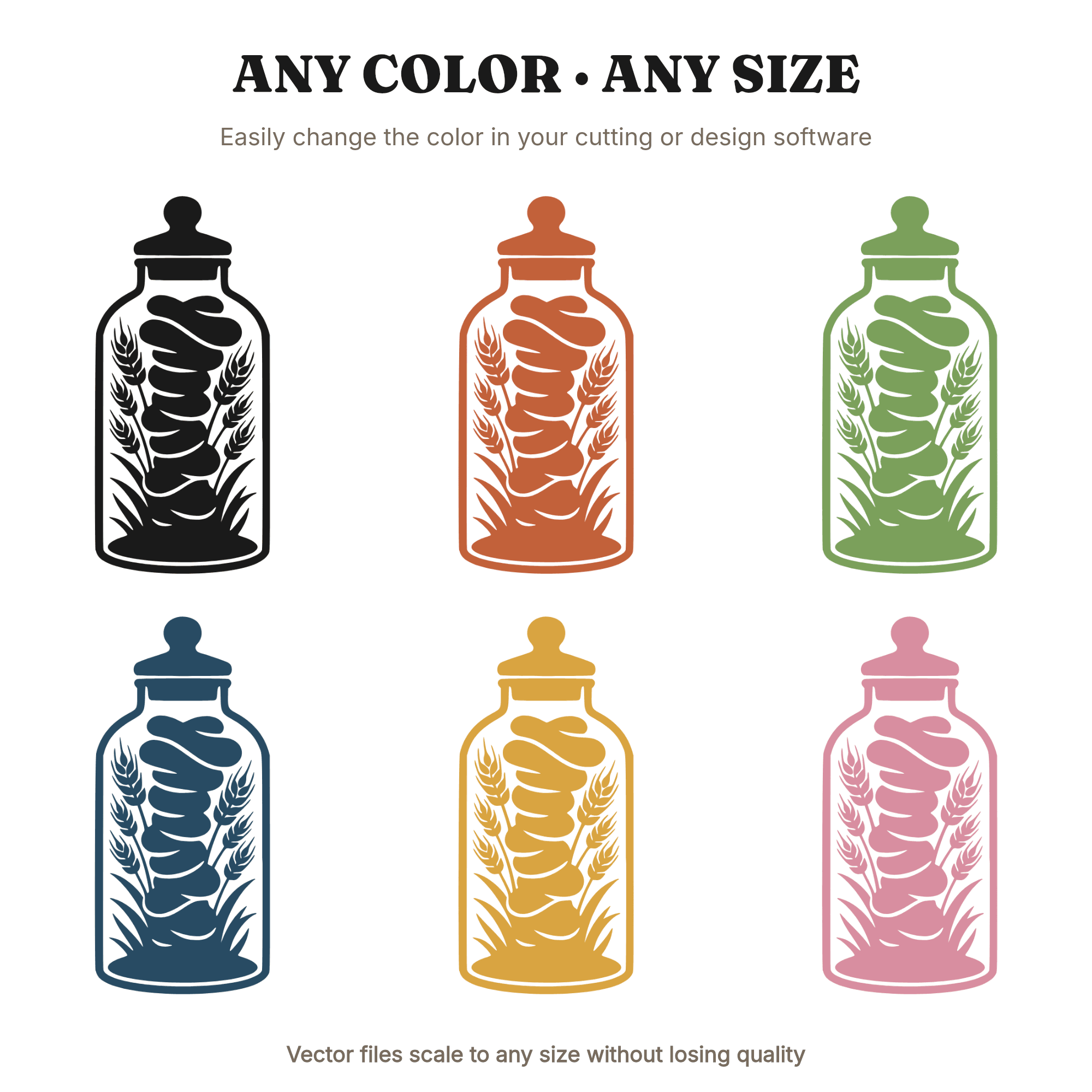 Harvest Wheat Apothecary Jar SVG PNG, Farmhouse Kitchen Wall Art, Thanksgiving Decor Cut File, view 2