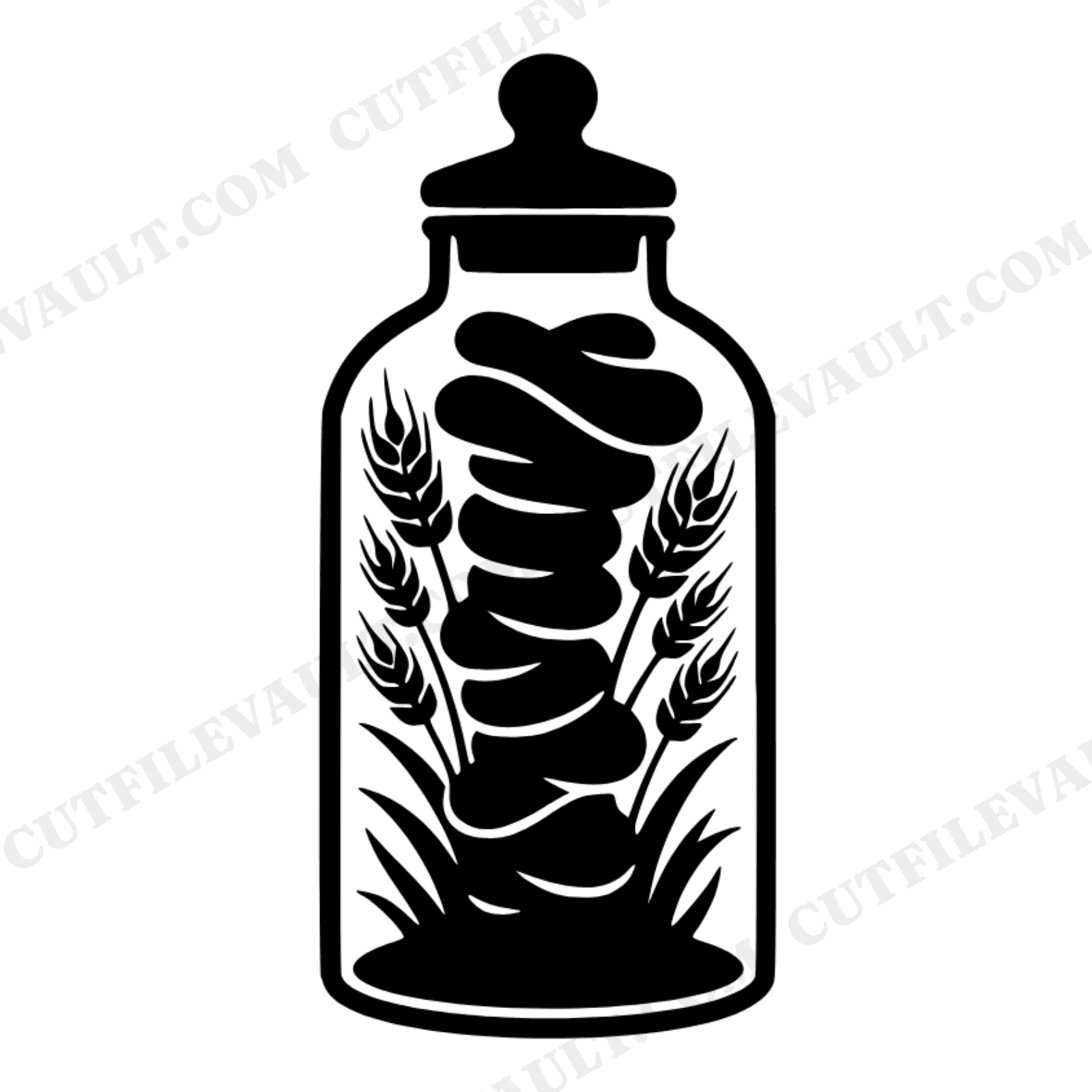 Harvest Wheat Apothecary Jar SVG PNG, Farmhouse Kitchen Wall Art, Thanksgiving Decor Cut File, view 1