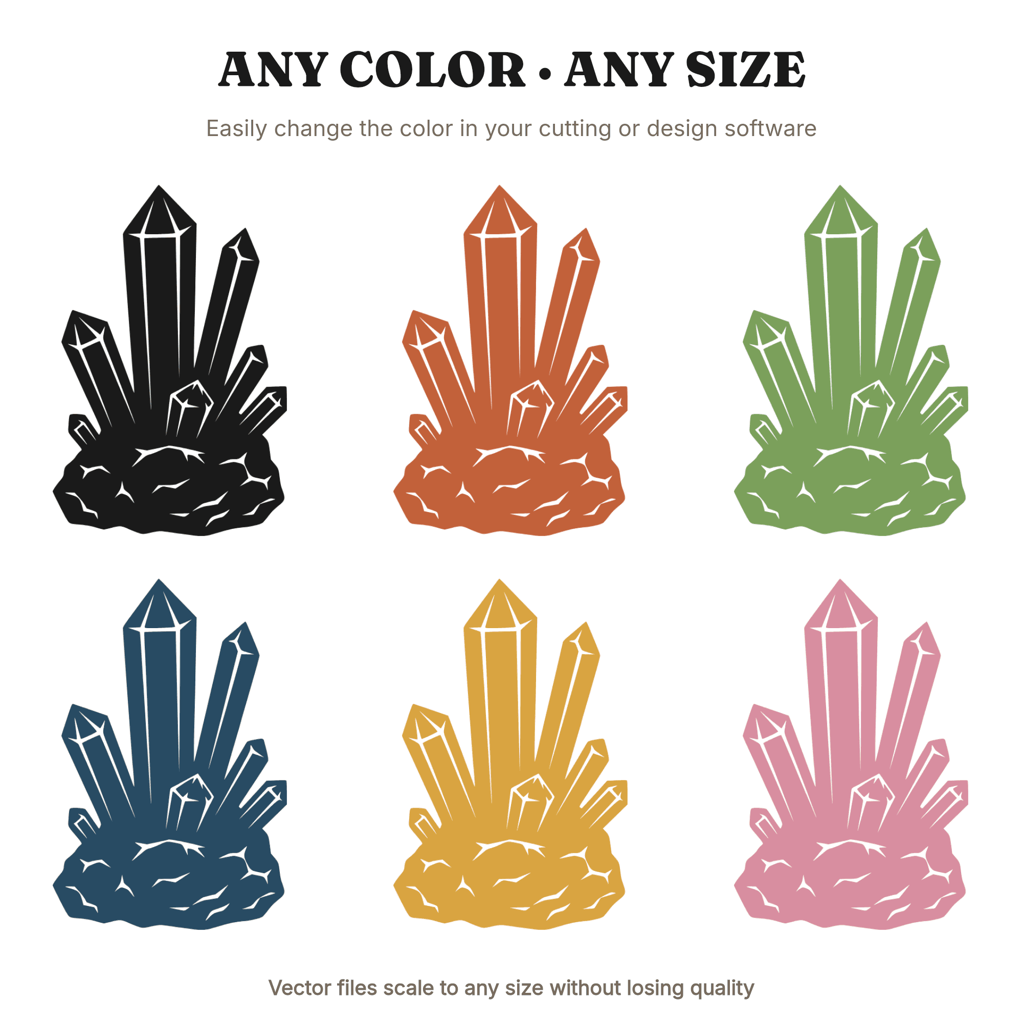 Prismatic Crystal Cluster SVG PNG Retro 70s Wave Boho Silhouette Cut File Vintage Design, view 2