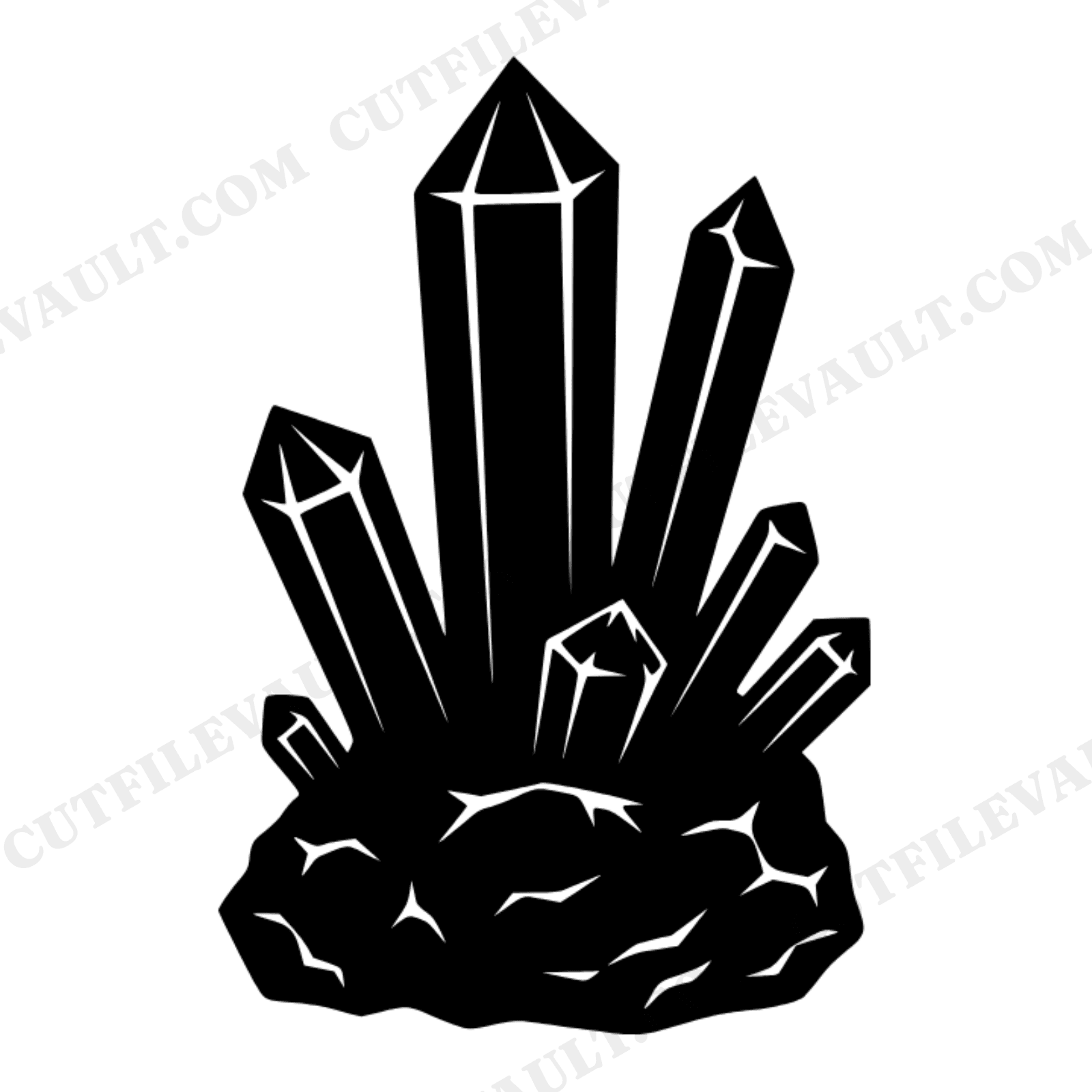 Prismatic Crystal Cluster SVG PNG Retro 70s Wave Boho Silhouette Cut File Vintage Design, view 1
