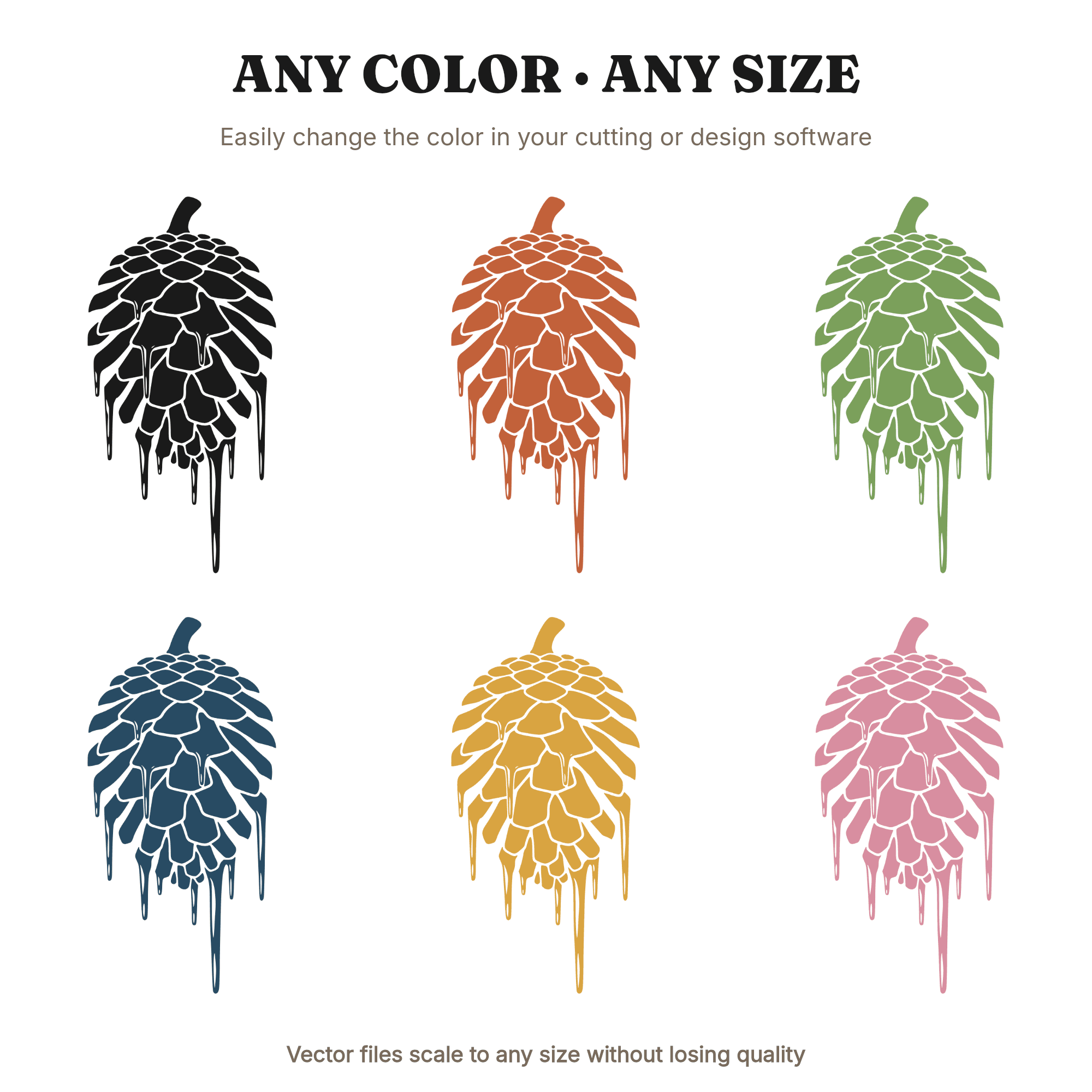 Upside Down Pinecone SVG with Crystal Icicles, Winter Solstice Woodland PNG, Mystical Cottagecore Cut File, view 2