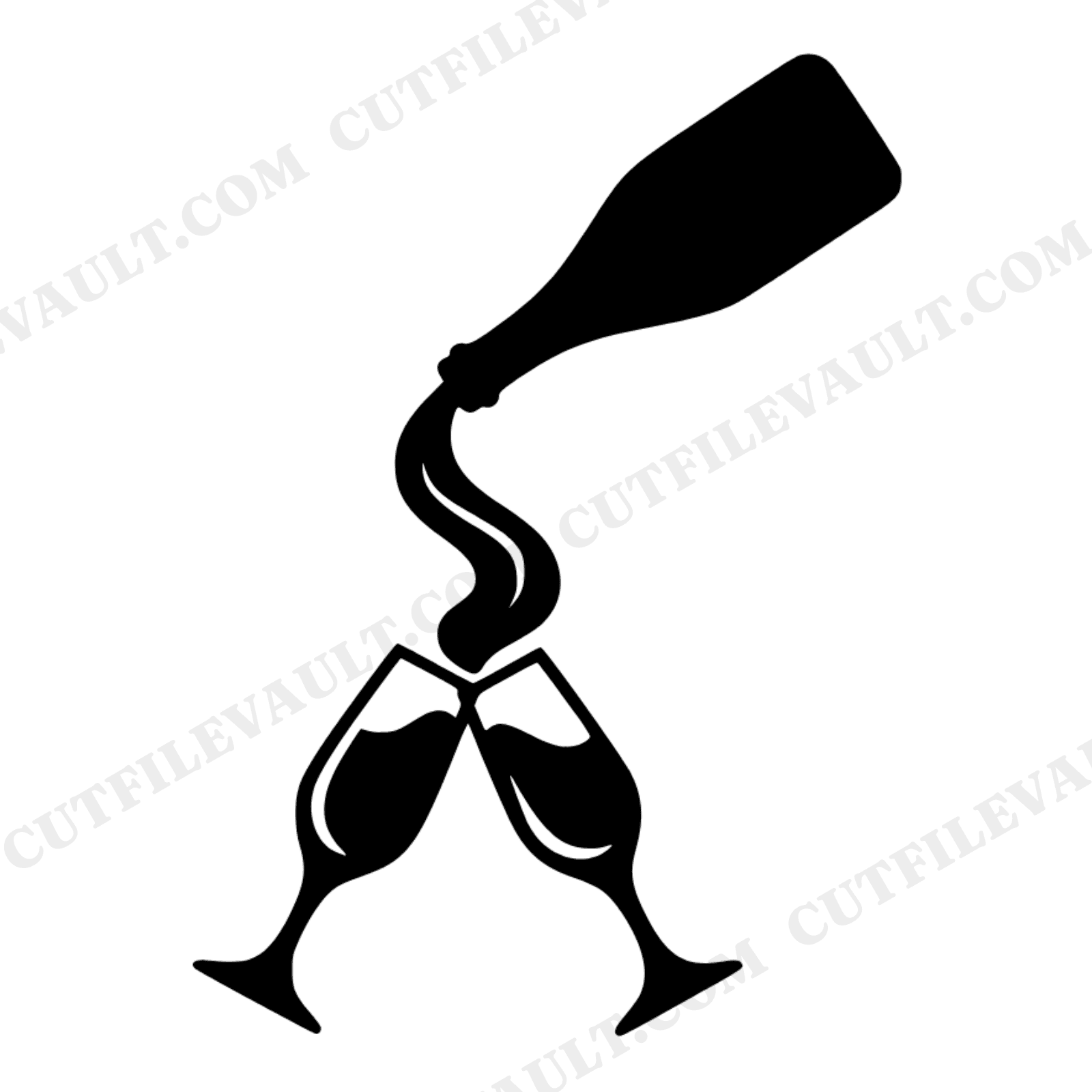 Groovy Graduation Champagne Toast SVG PNG Retro 70s Wave Celebration Silhouette Cut File, view 1
