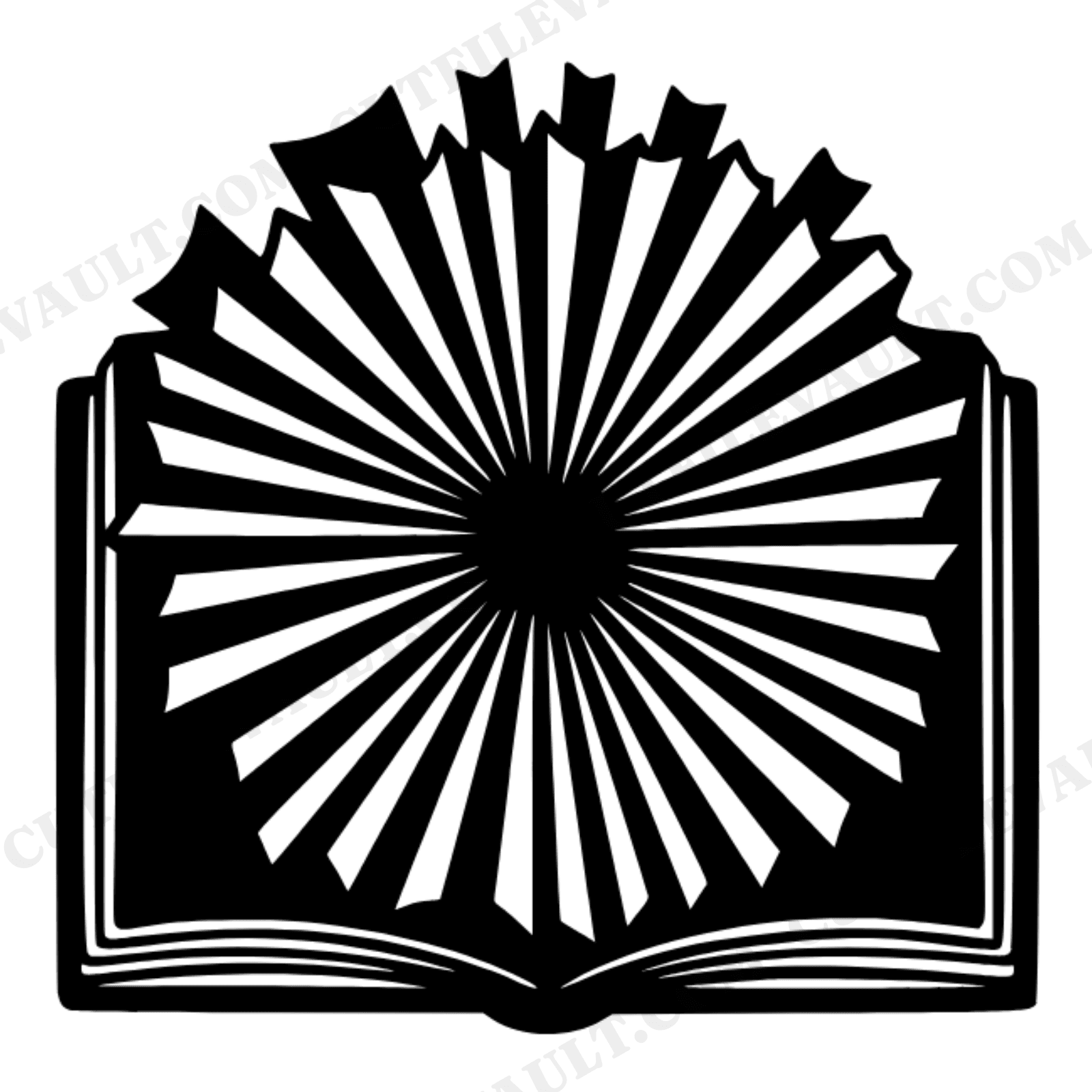 Open Book Mandala Graduation SVG PNG, Boho Hand Drawn Book Silhouette Cut File for Cricut, view 1