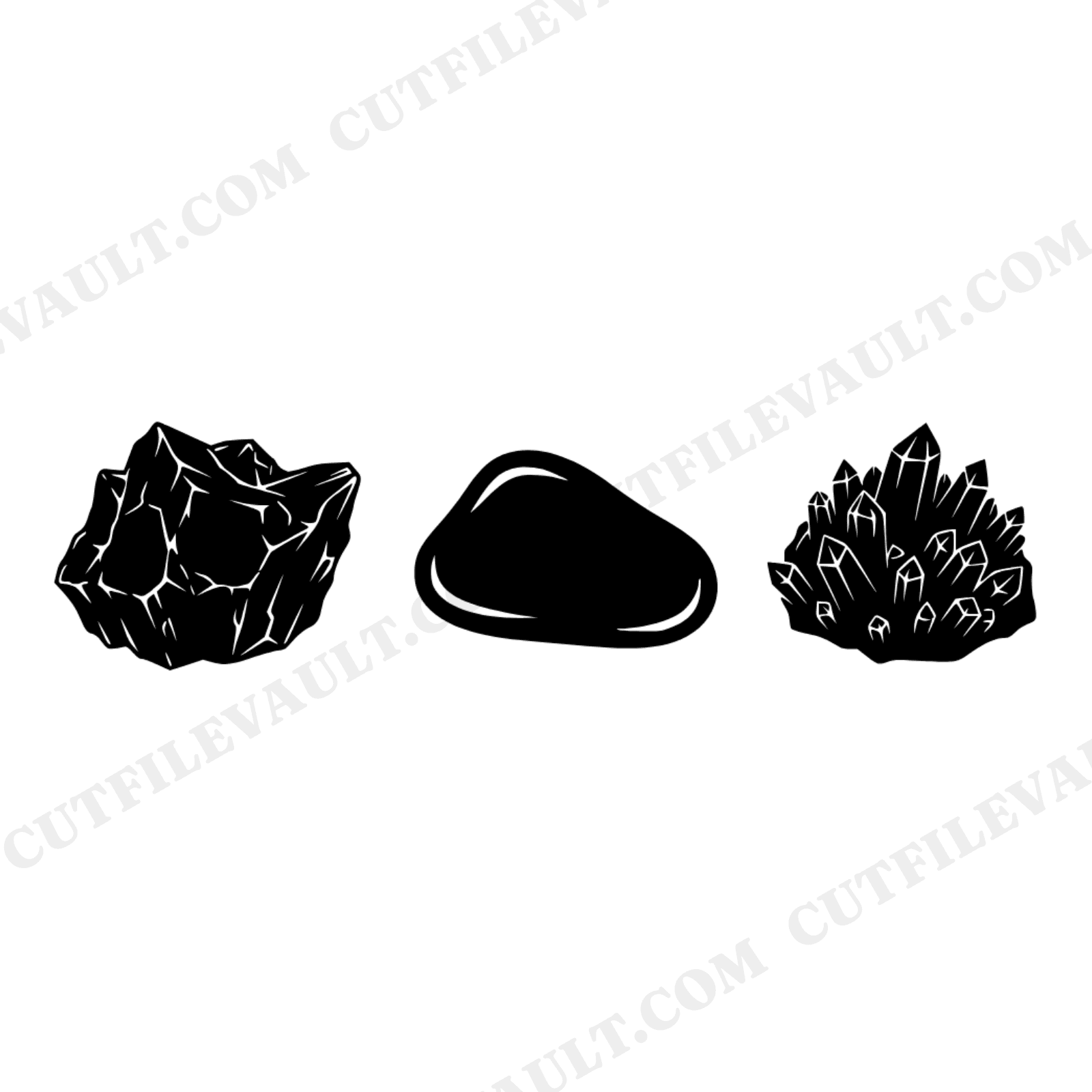 Mineral Trio Collection SVG PNG, Mid Century Mineral Display Cut File, Scientific Nature Art, view 1