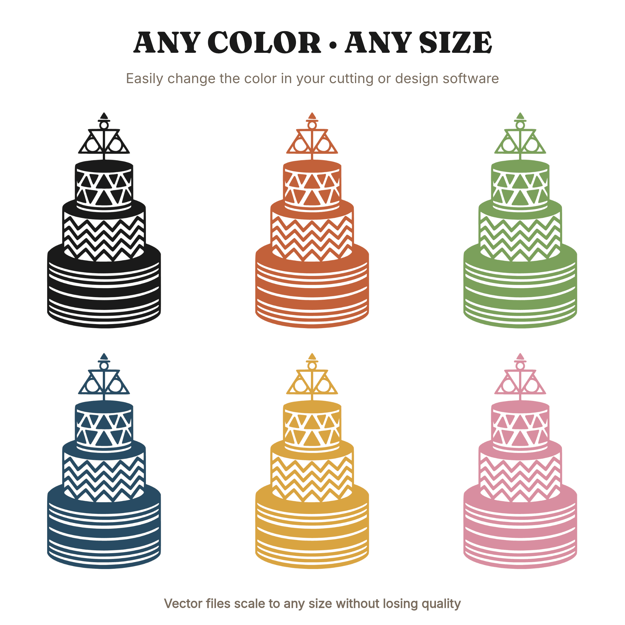 Geometric Tiered Wedding Cake SVG PNG, Art Deco Halloween October Wedding Silhouette Cut File, view 2