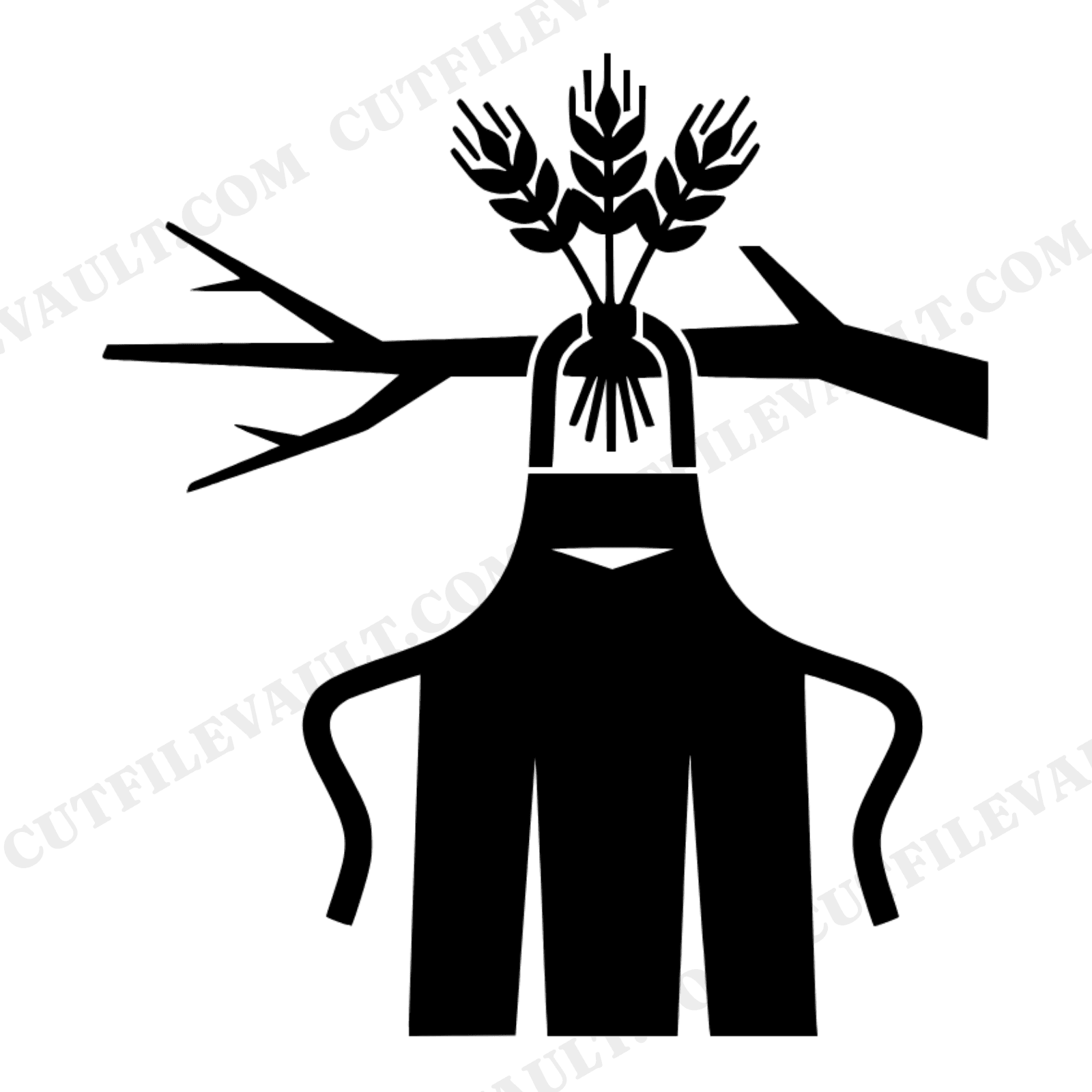 Harvest Apron SVG PNG, Woodland Branch with Wheat Bundle, Art Deco Geometric Cottagecore Cut File, view 1