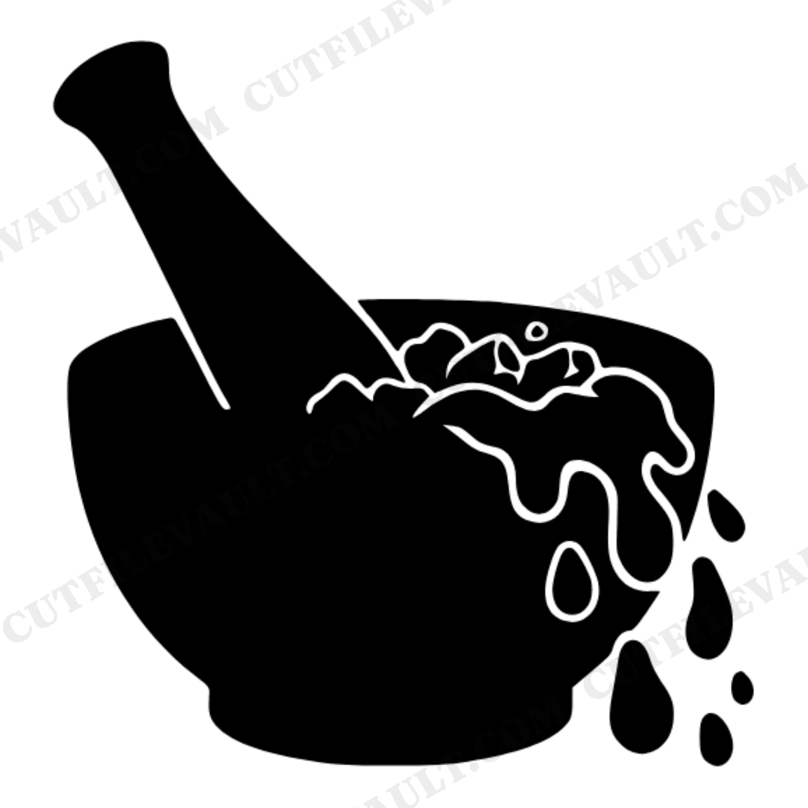 Kitchen Witch Mortar and Pestle SVG PNG, Amethyst Crystal Herbalist Cut File, Mystical Kitchen Art, view 1