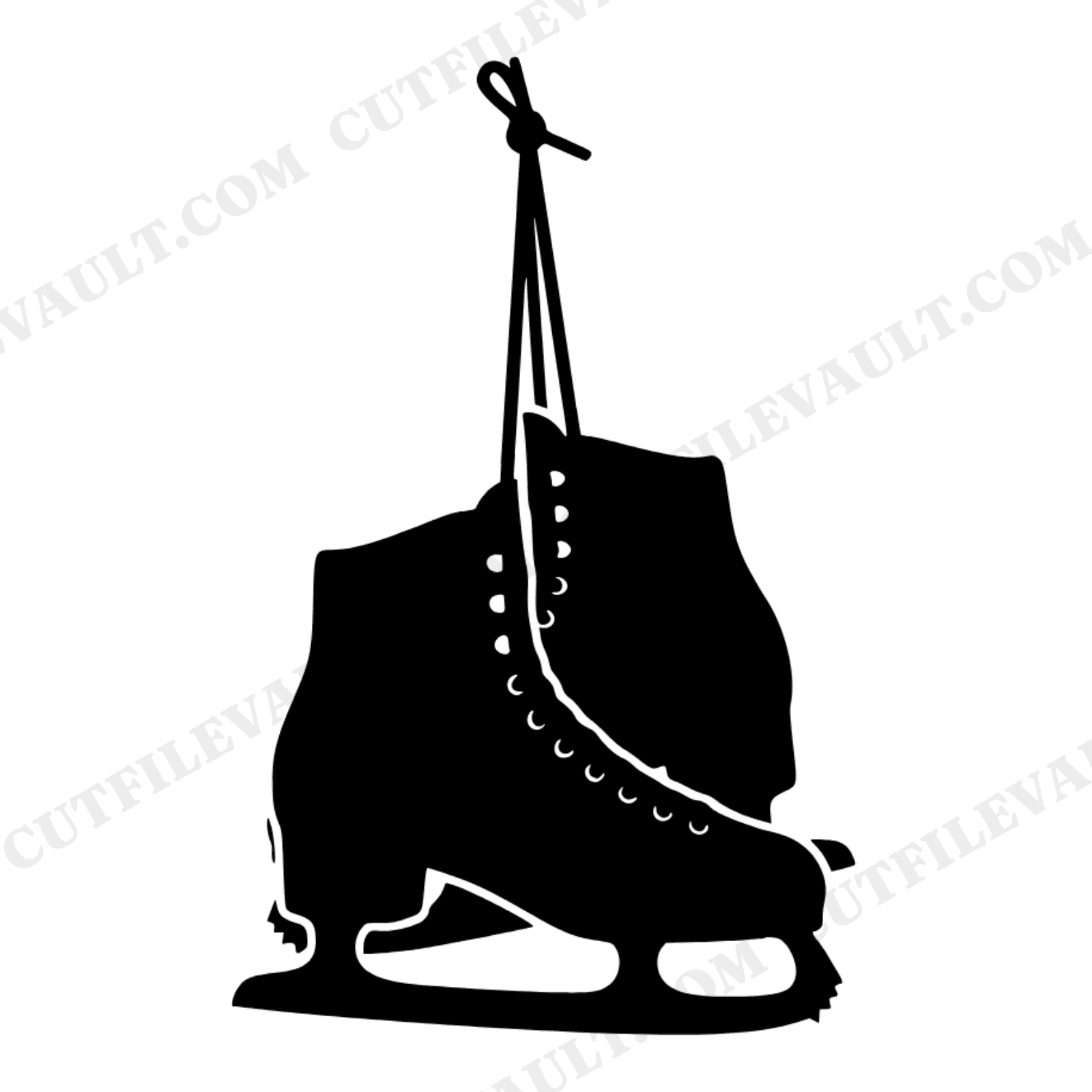 Hanging Ice Skates SVG PNG Christmas Cut File Mid Century Scandinavian Winter Holiday Design, view 1