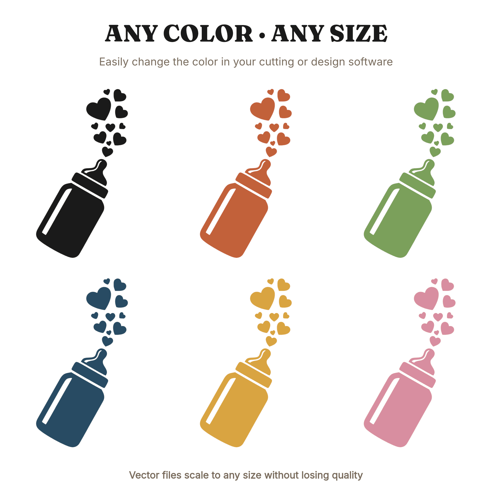 Groovy Baby Bottle SVG PNG, Retro 70s Heart Bubbles Cut File, Valentine Nursery Decor, view 2